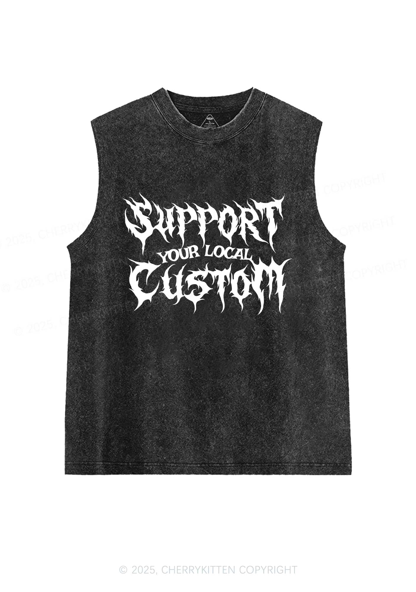 Custom Support Your Local Y2K Washed Muscle Tank Cherrykitten