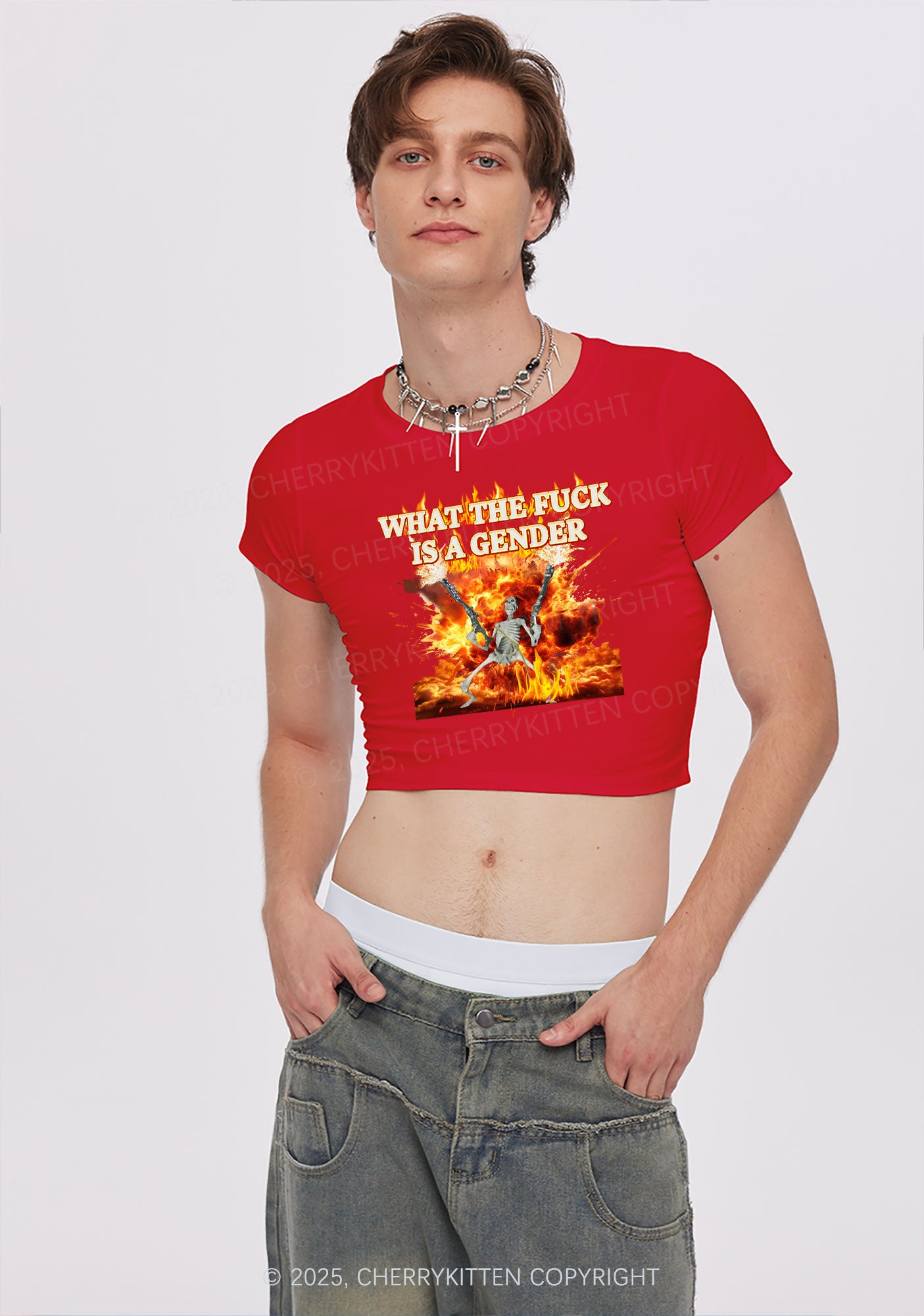 Skeleton Gender Y2K Baby Tee Cherrykitten