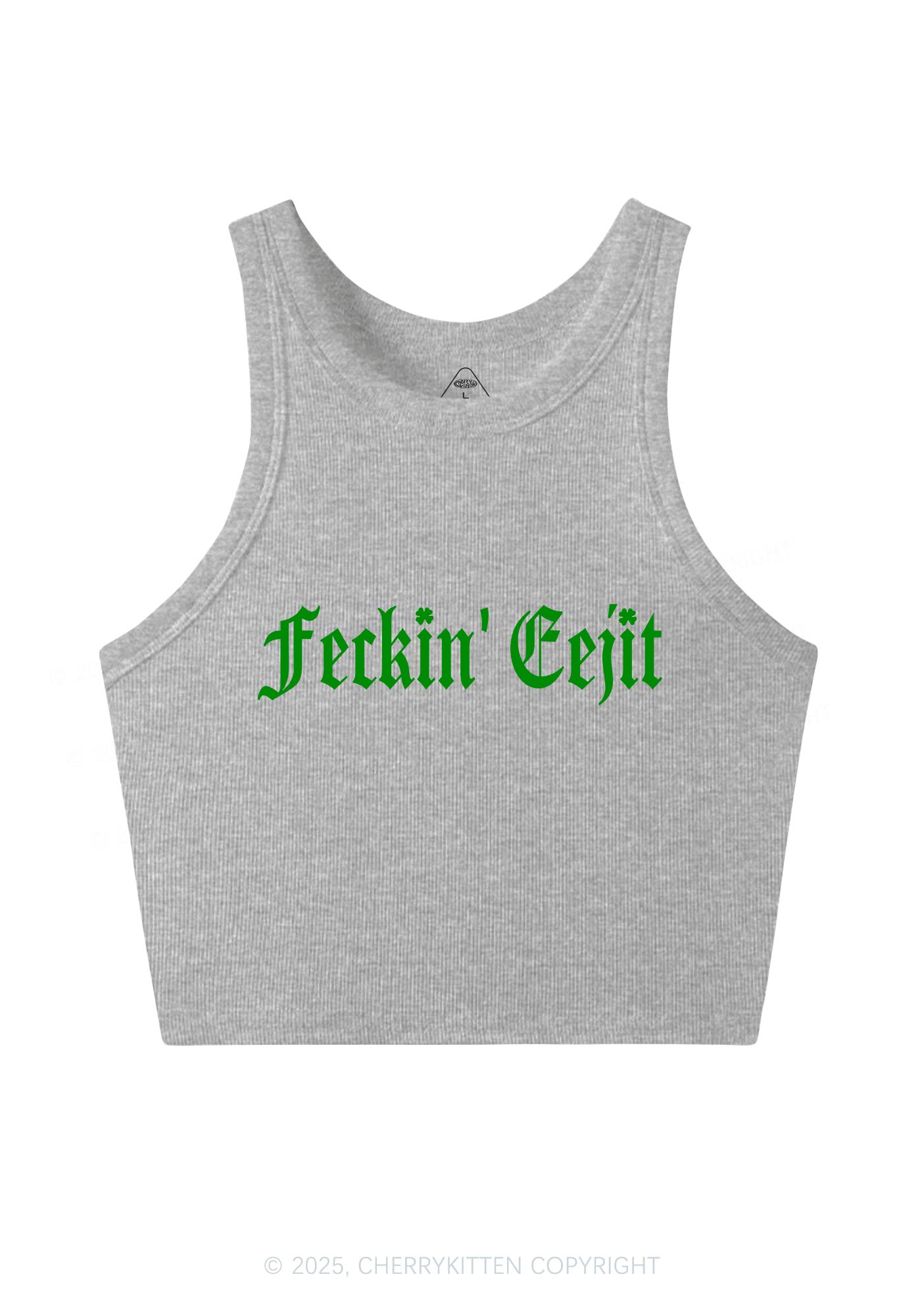 Feckin Eejit St Patricks Y2K Crop Tank Top Cherrykitten