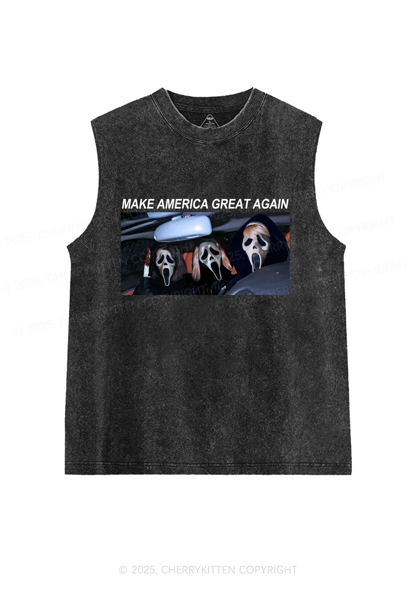 Halloween Ghost Make America Great Again Y2K Washed Muscle Tank Cherrykitten