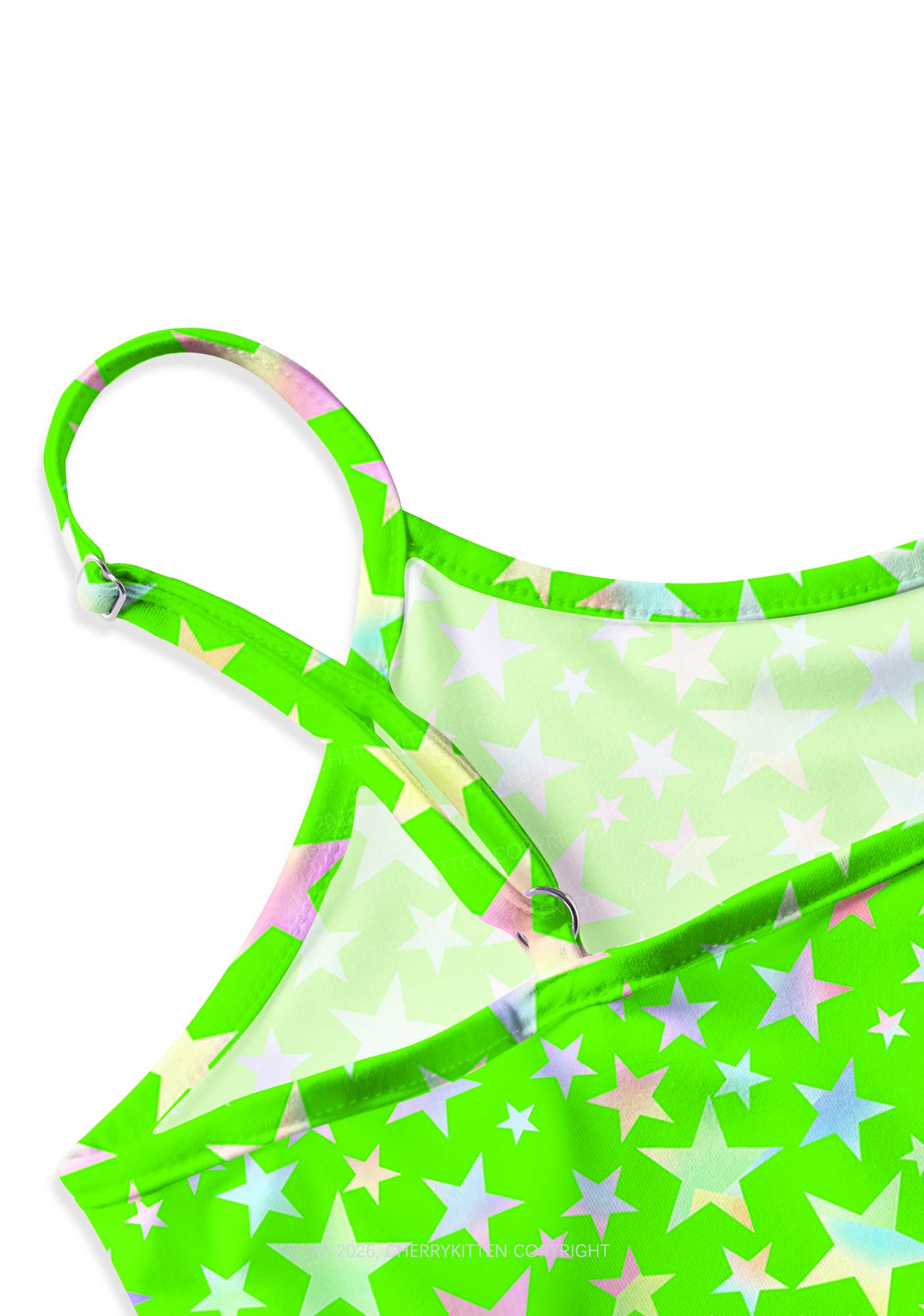 Green Alpha Male Y2K Print Slip Dress Cherrykitten