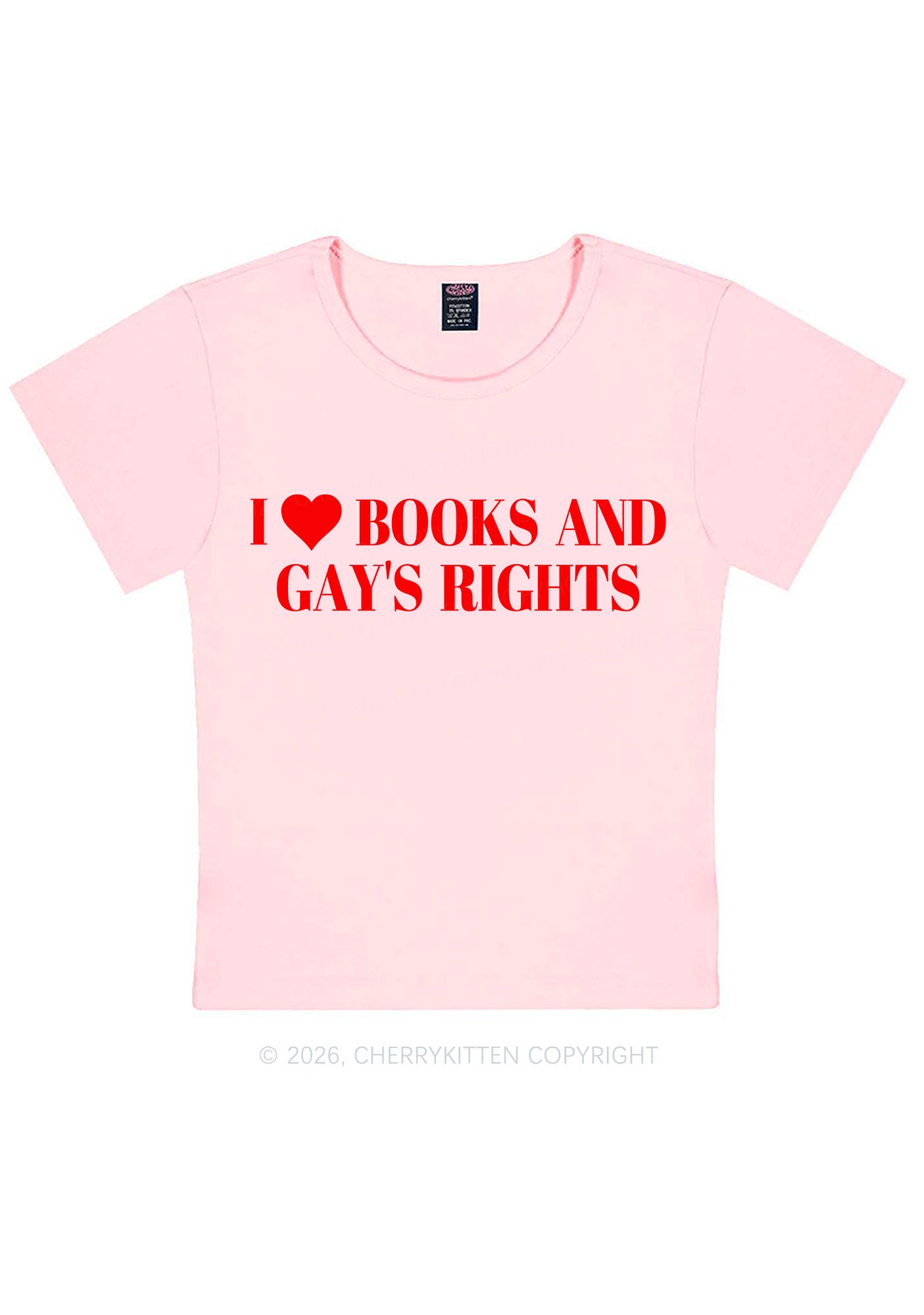 I Love Books And Gay Rights Pride Y2K Baby Tee Cherrykitten