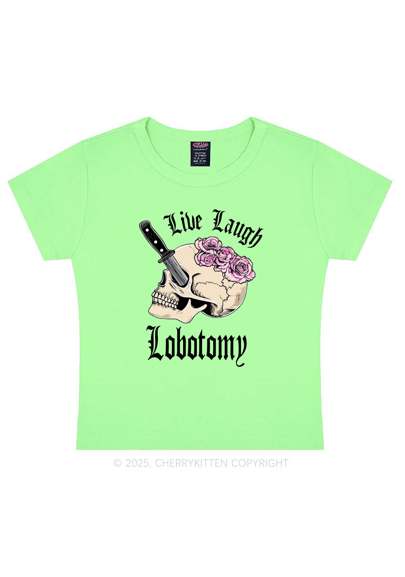 Live Laugh Lobotomy Skull Y2K Baby Tee Cherrykitten