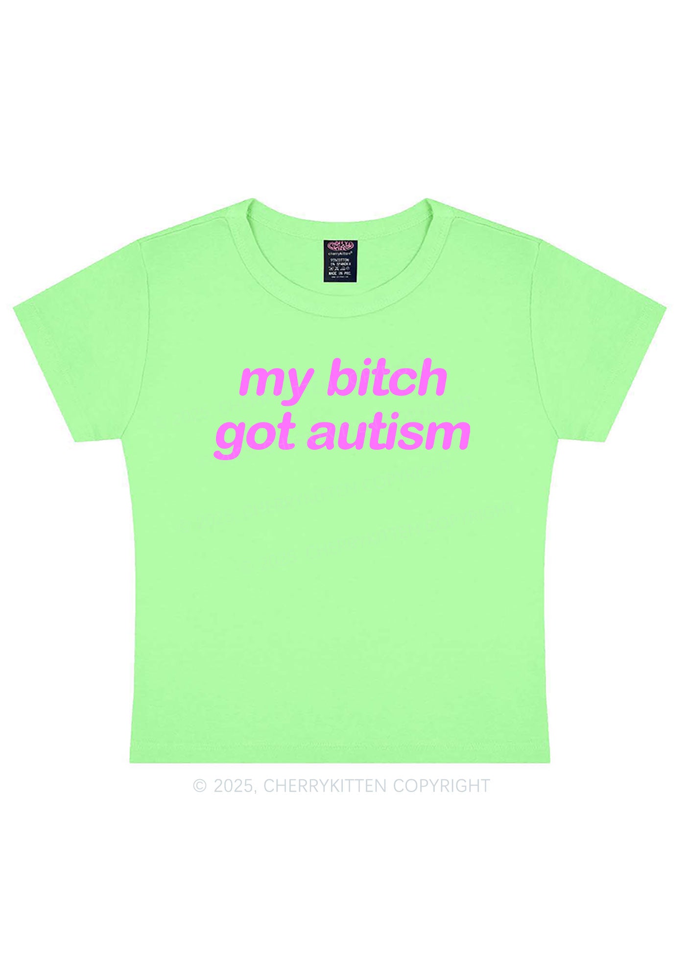 My Bxxch Got Autism Y2K Baby Tee Cherrykitten