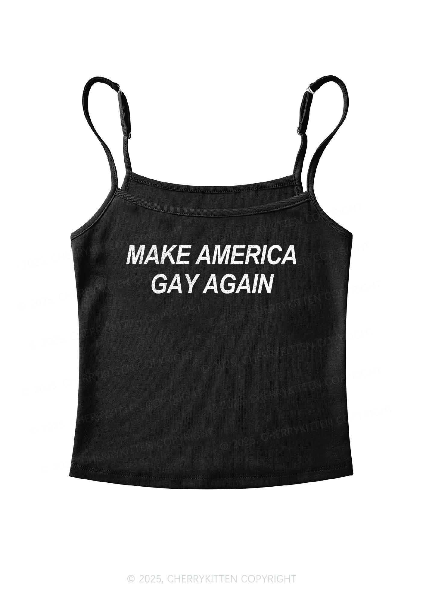 Make America Gay Again Pride Y2K Spaghetti Strap Cami Cherrykitten
