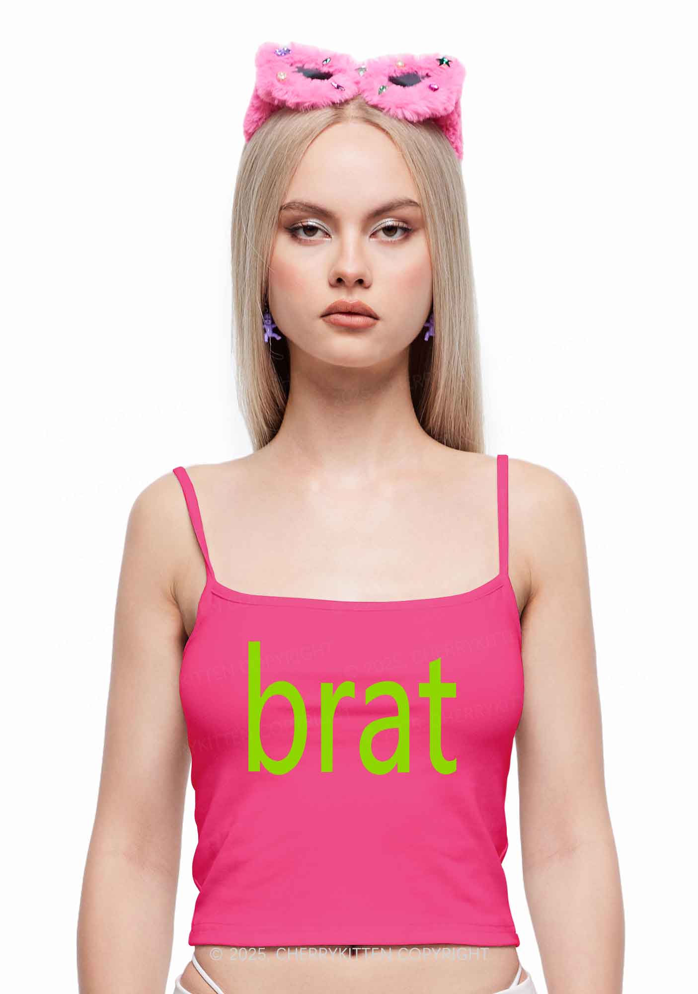 Green Brat Y2K Spaghetti Strap Cami Cherrykitten