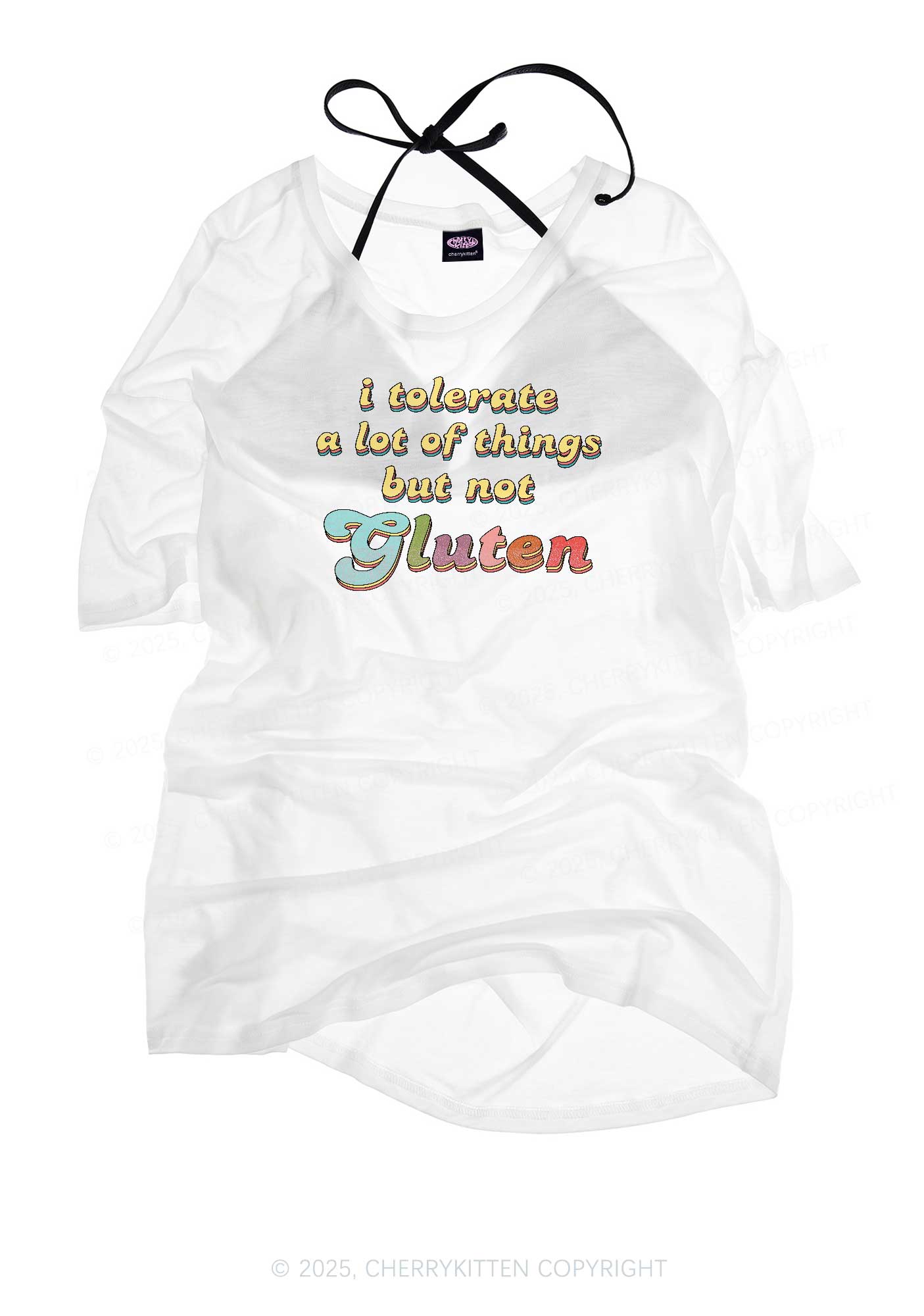 Tolerate Gluten Y2K Sheer Boyfriend Tee Cherrykitten