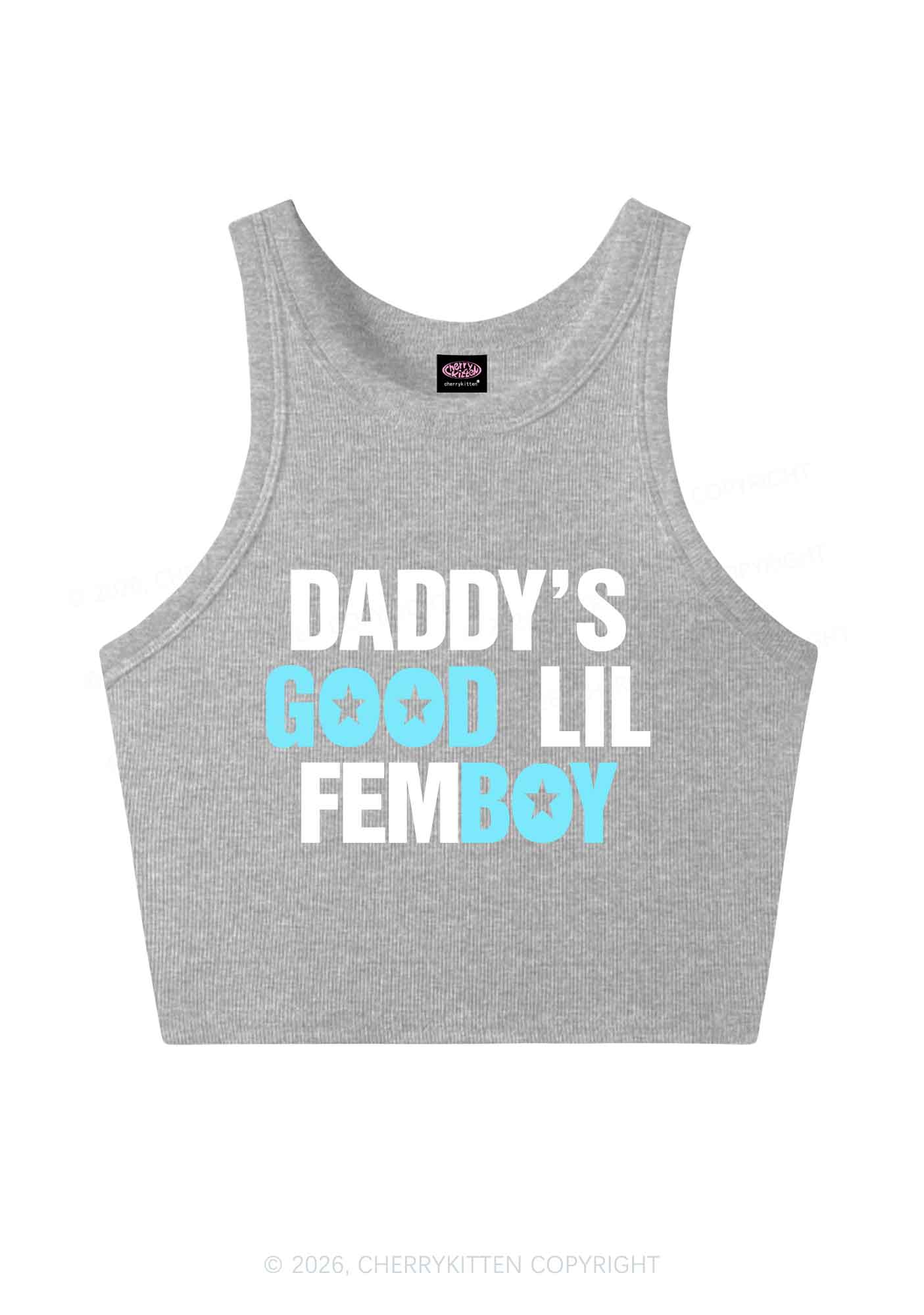 Daddys Good Lil Femboy Pride Y2K Crop Tank Top Cherrykitten