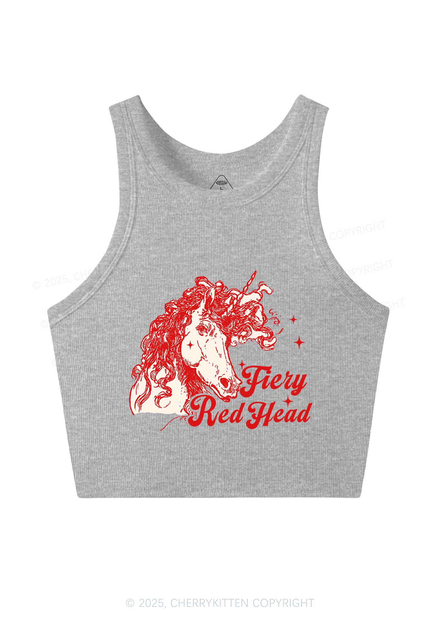 Fiery Red Head Y2K Crop Tank Top Cherrykitten