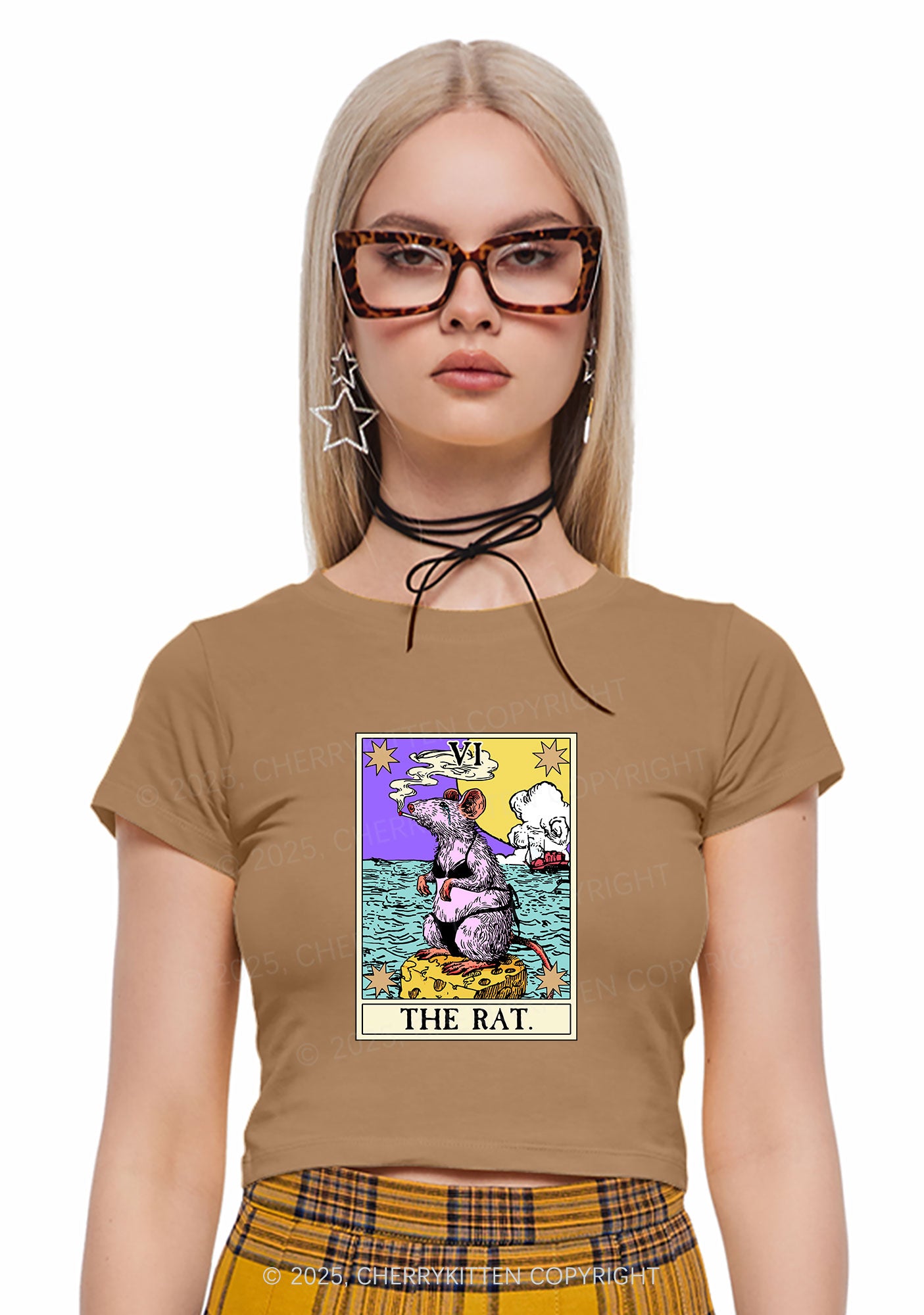 The Rat Smoking Y2K Baby Tee Cherrykitten