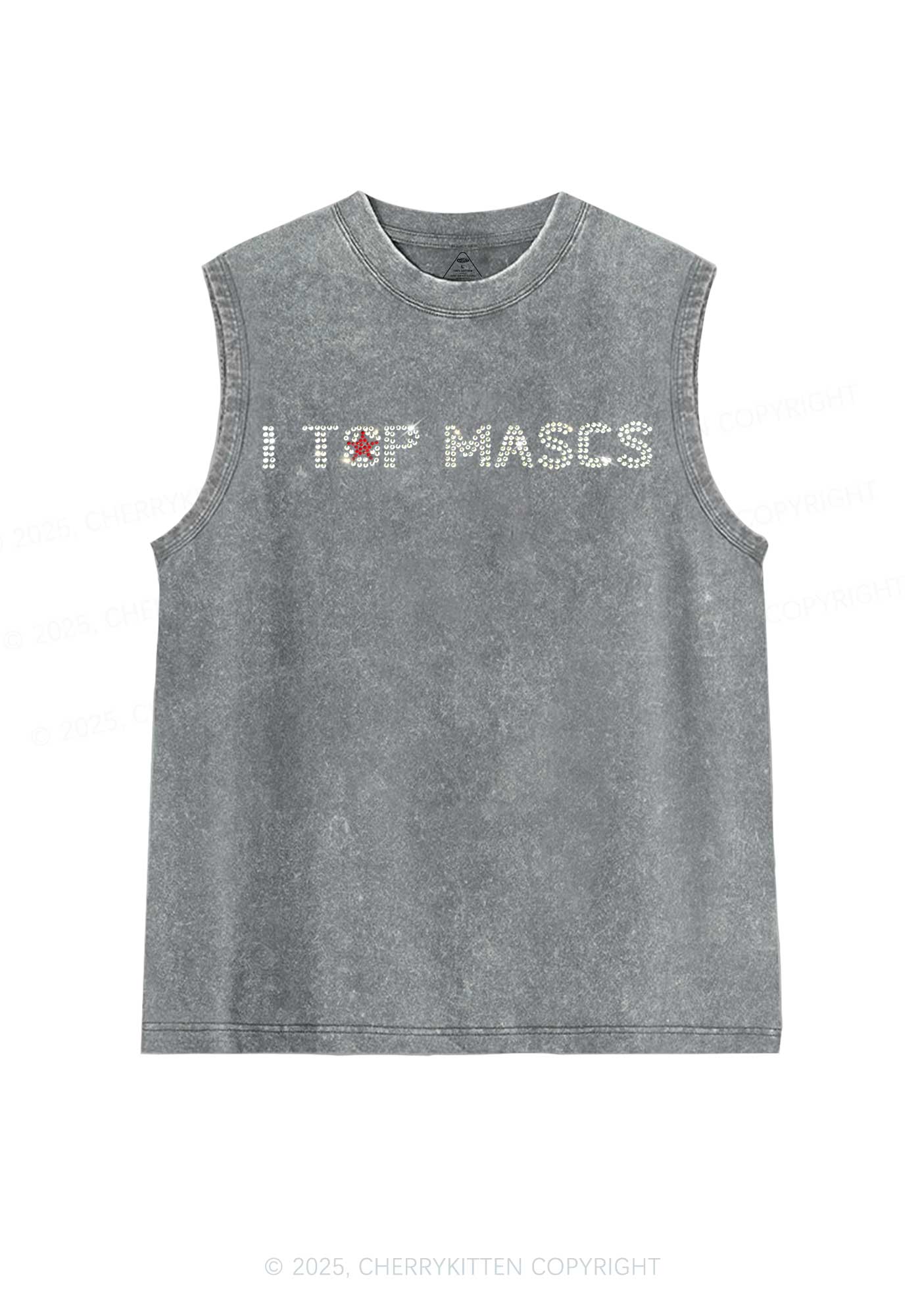 Rhinestone I Top Mascs Pride Y2K Washed Muscle Tank Cherrykitten