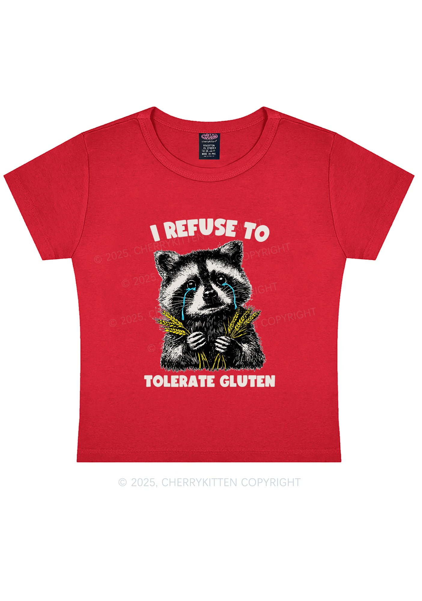 Refuse To Tolerate Gluten Y2K Baby Tee Cherrykitten