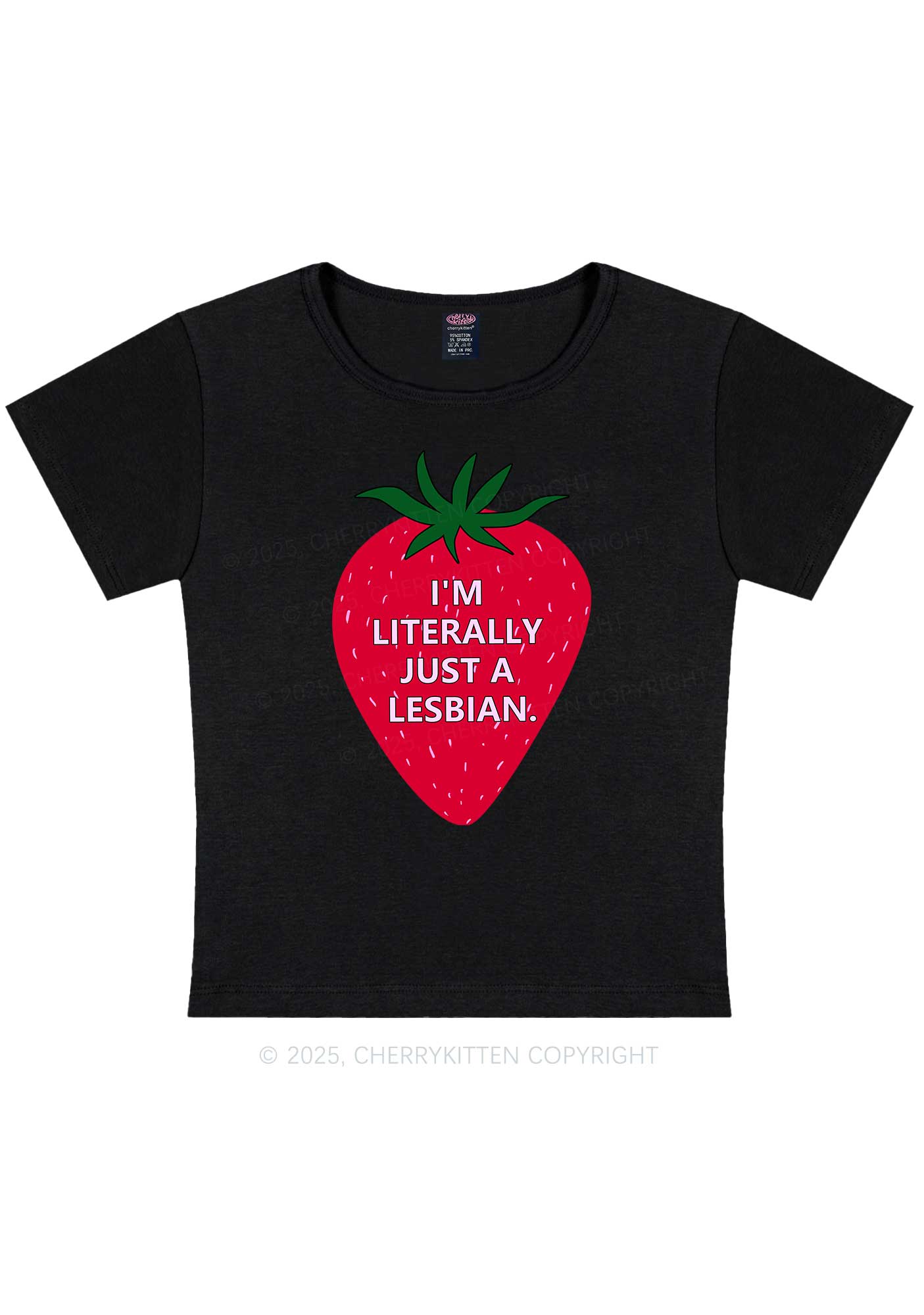 Lesbian Strawberry Pride Y2K Baby Tee Cherrykitten