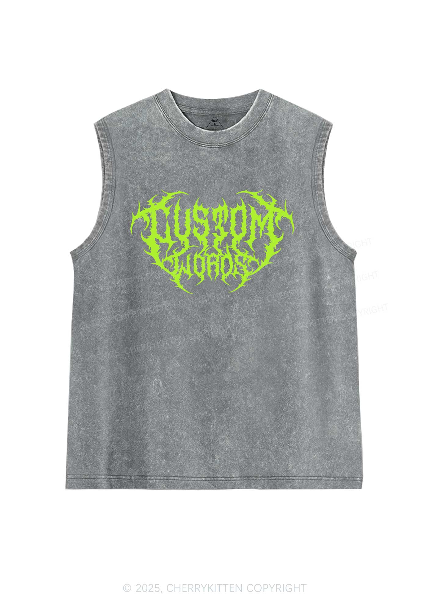 Custom Punk Words Y2K Washed Muscle Tank Cherrykitten