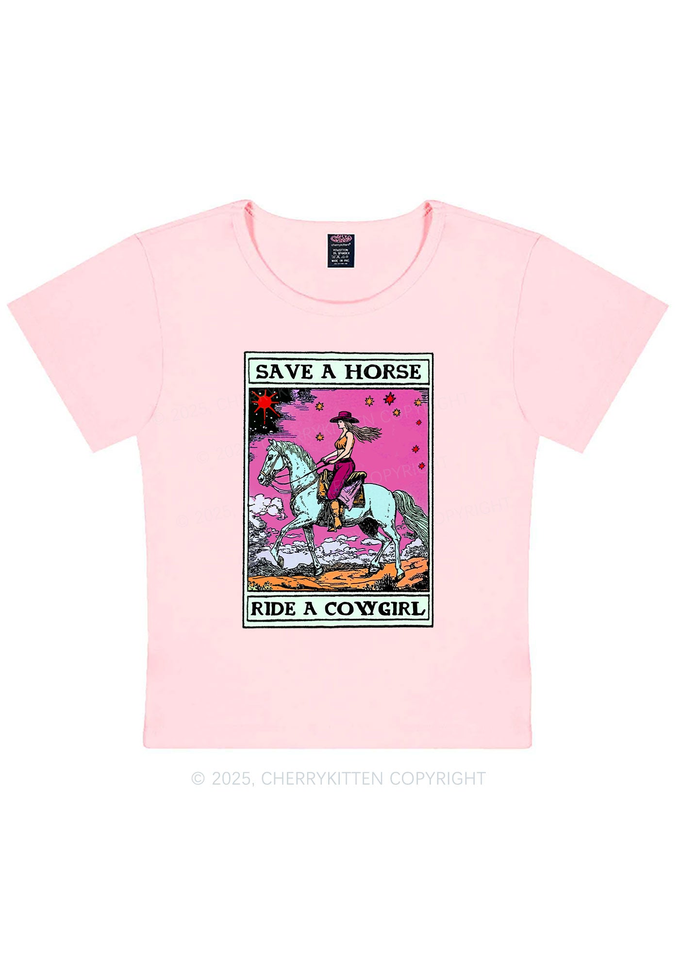 Save Horse Ride Cowgirl Pride Y2K Baby Tee Cherrykitten