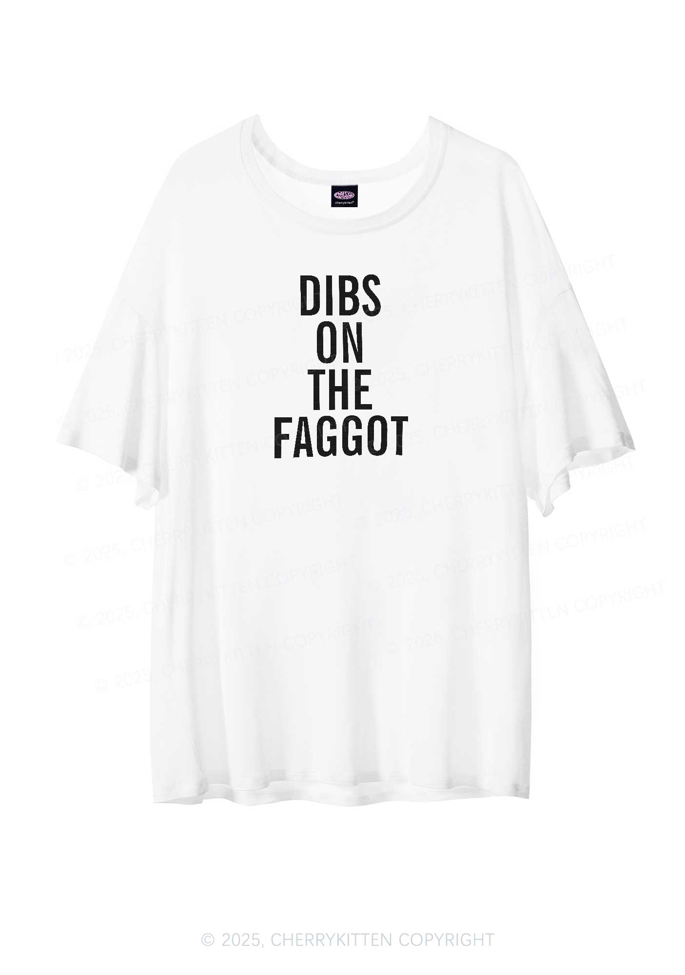 Dibs On The Faggot Pride Y2K Sheer Boyfriend Tee Cherrykitten
