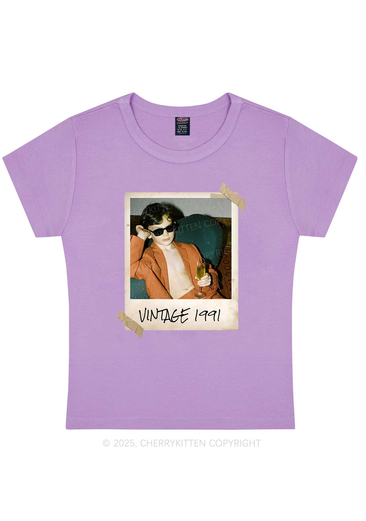 Custom Vintage Photo And Year Y2K Baby Tee Cherrykitten