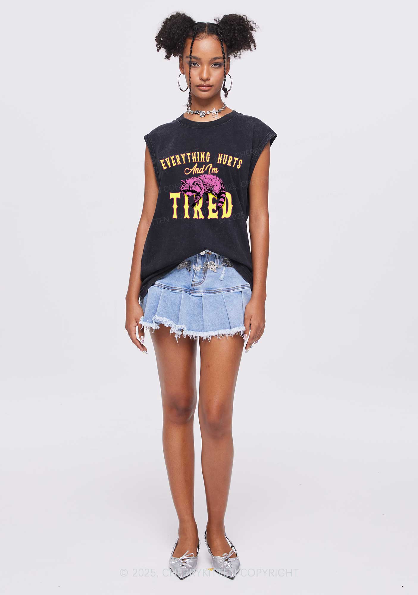 I Am Tried Y2K Washed Muscle Tank Cherrykitten