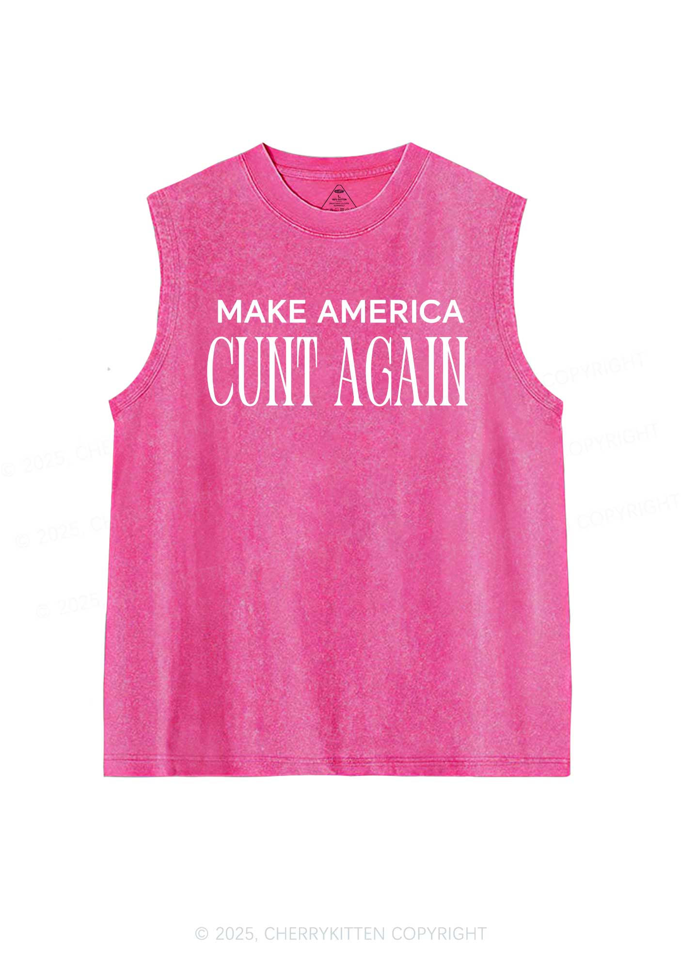 Make America Cxxt Again Y2K Washed Muscle Tank Cherrykitten