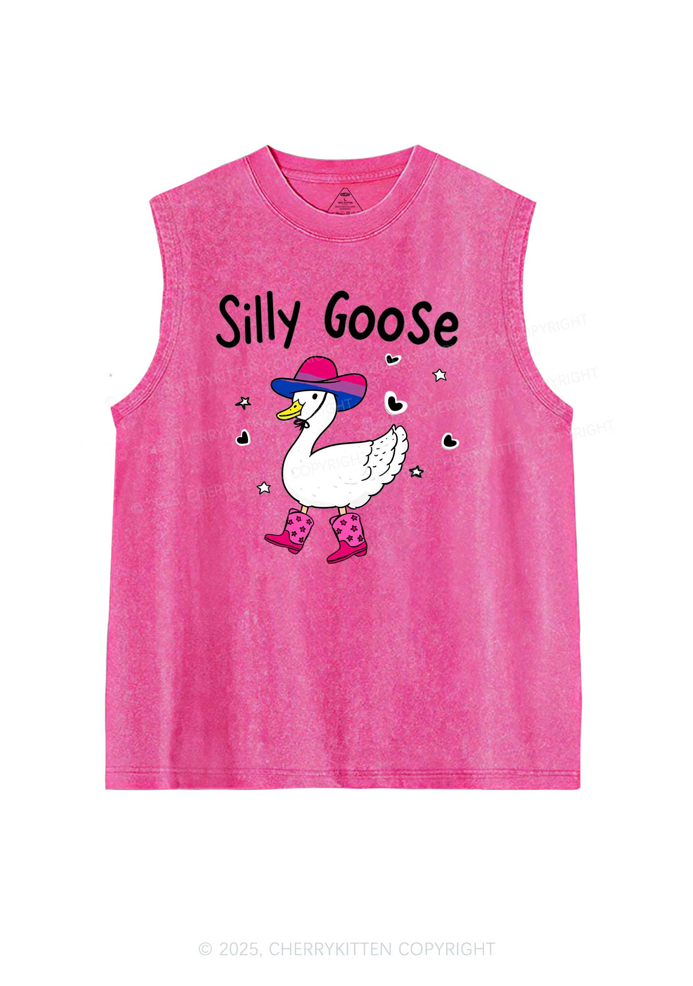 Silly Goose Bisexual Pride Y2K Washed Muscle Tank Cherrykitten