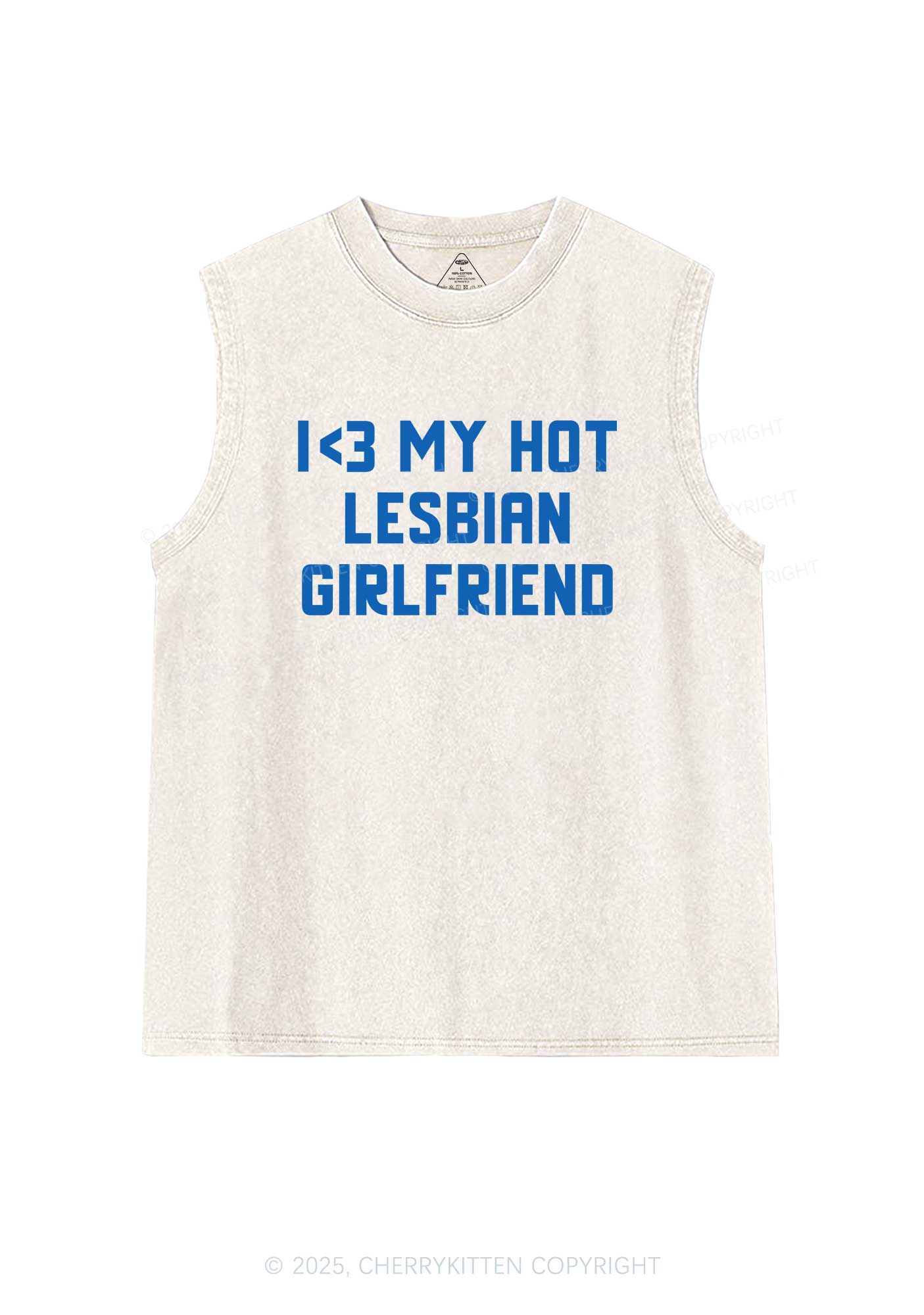 My Hot Lesbian GF Pride Y2K Washed Muscle Tank Cherrykitten