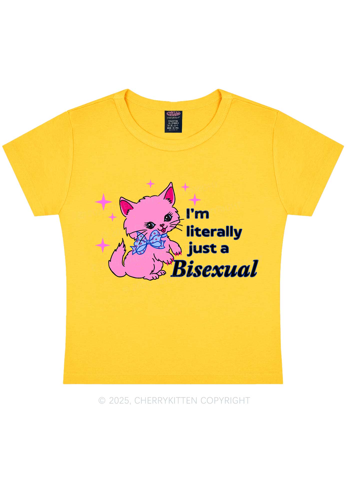Literally Just A Bisexual Pride Y2K Baby Tee Cherrykitten