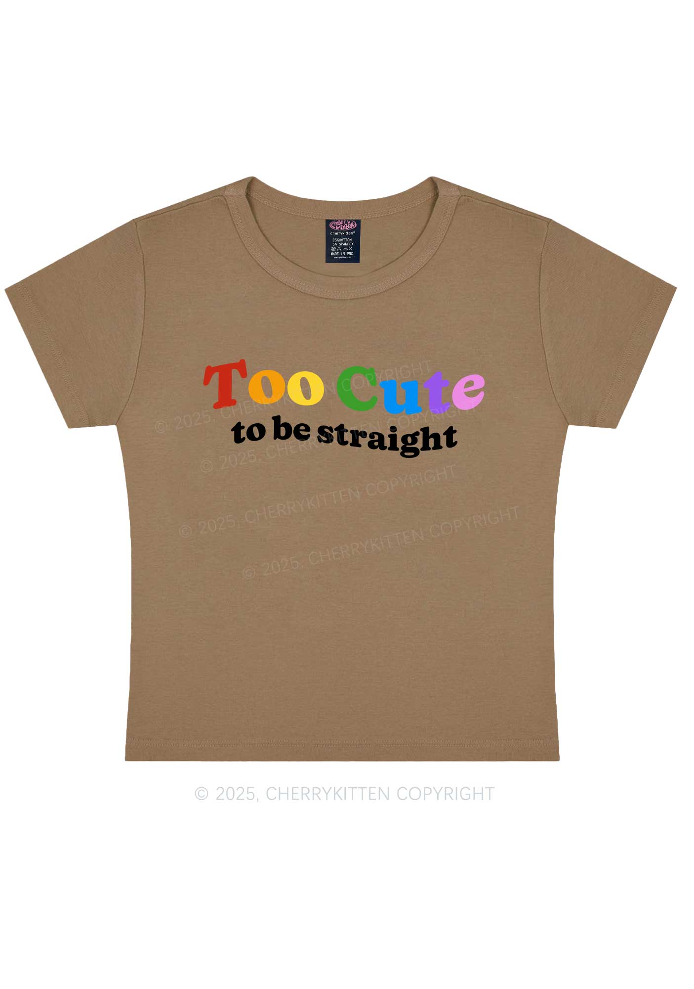 Too Cute To Be Straight Pride Y2K Baby Tee Cherrykitten