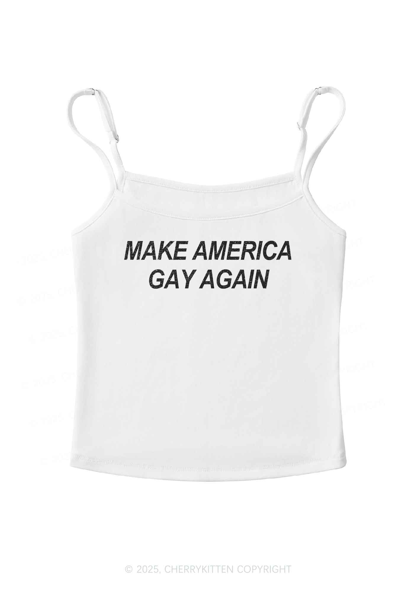 Make America Gay Again Pride Y2K Spaghetti Strap Cami Cherrykitten