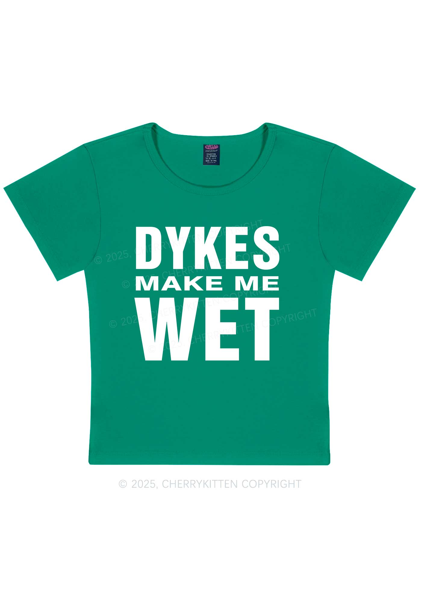 Dykes Make Me Wet Pride Y2K Baby Tee Cherrykitten