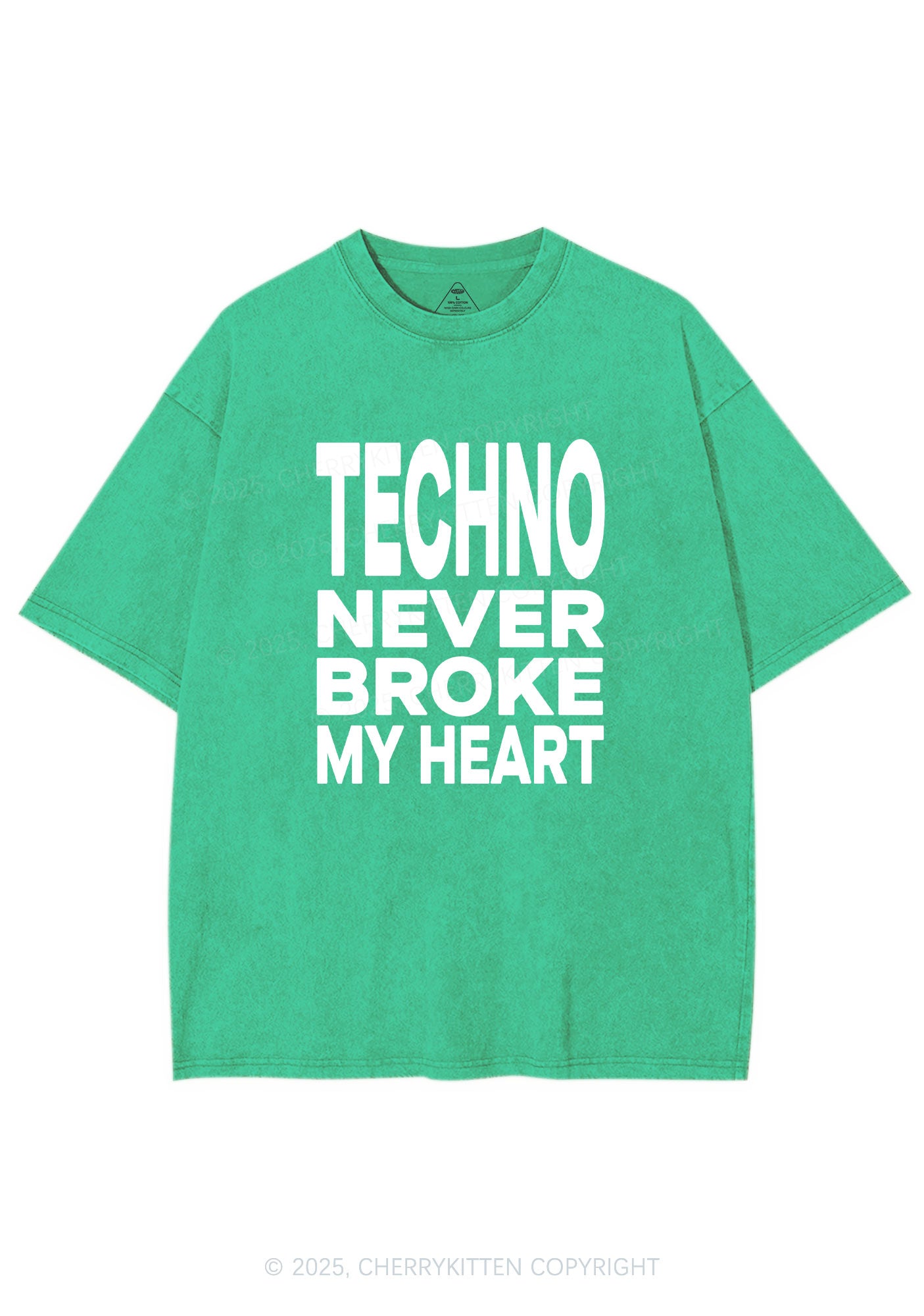 Techno Heart Y2K Shirts Washed Tee Cherrykitten