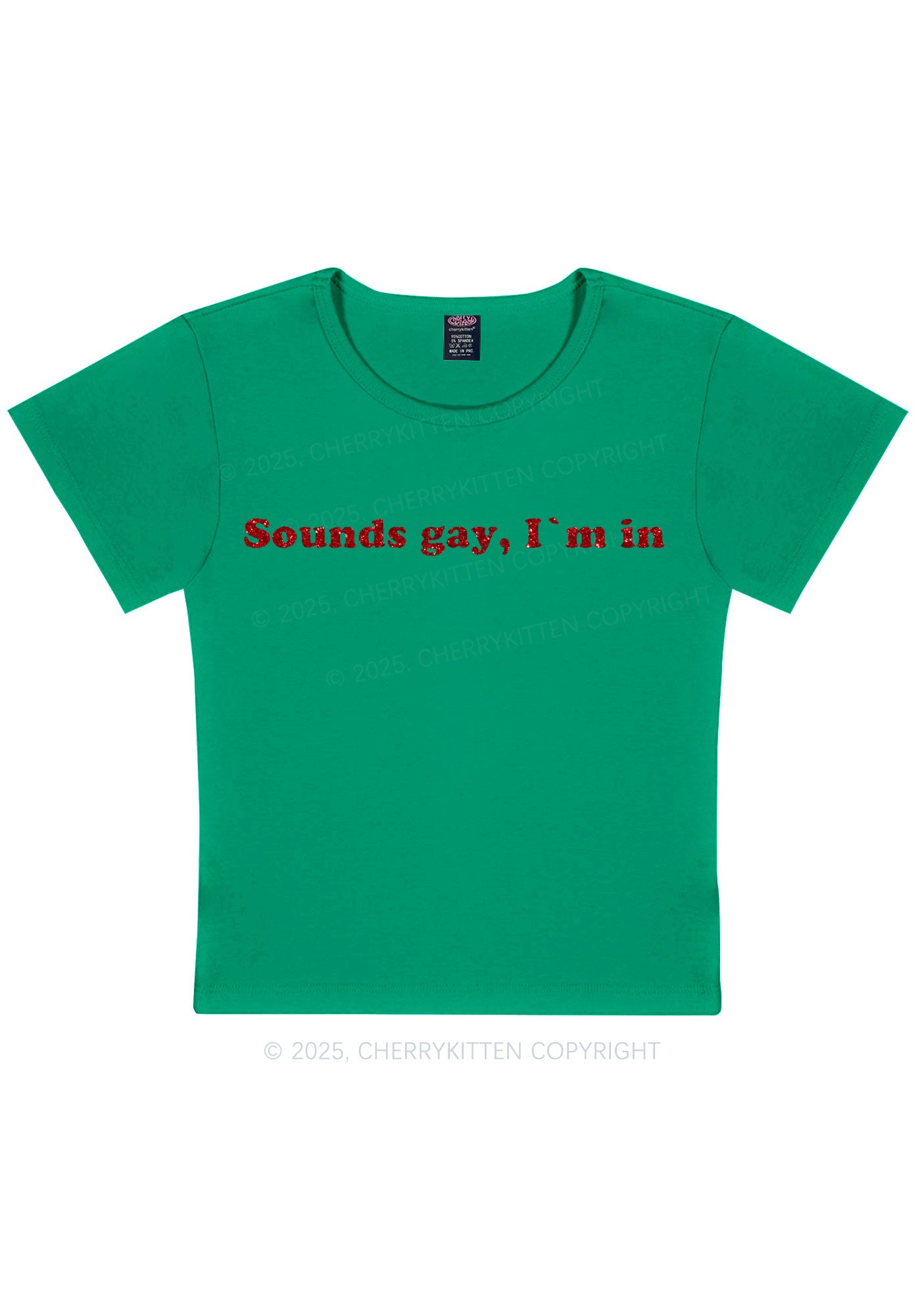 Glitter Sounds Gay Pride Y2K Baby Tee Cherrykitten