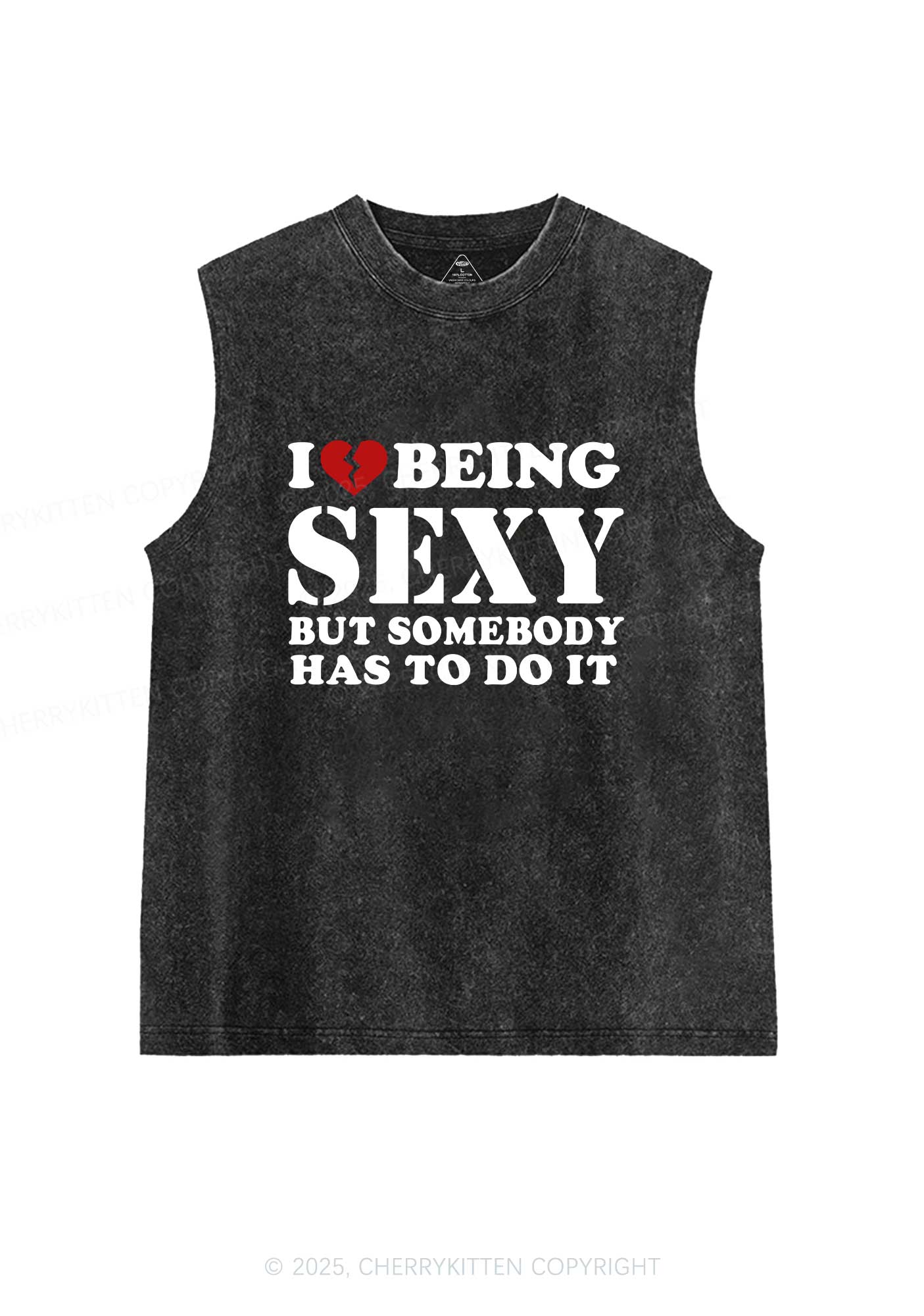 Being Sexy Tough Y2K Washed Muscle Tank Cherrykitten