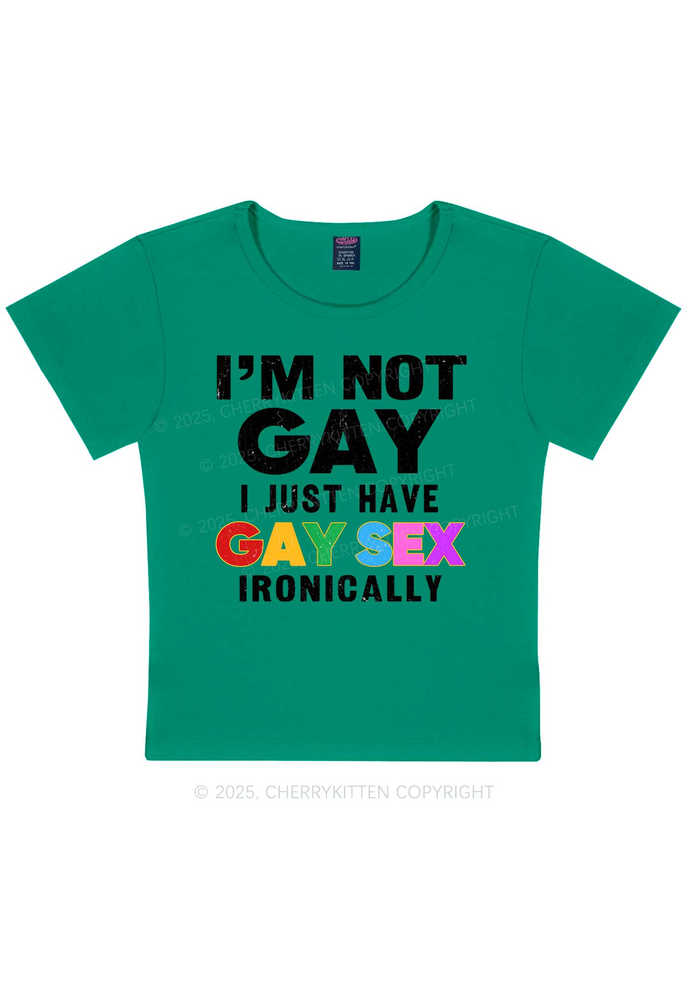 Gay Sx Ironically Pride Y2K Baby Tee Cherrykitten