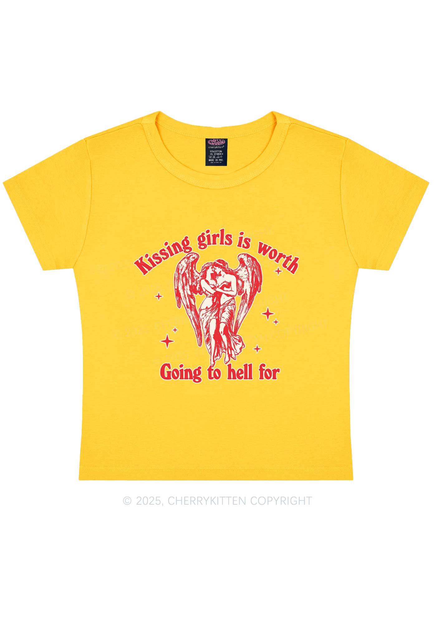 Kissing Girls To Hell Pride Y2K Baby Tee Cherrykitten