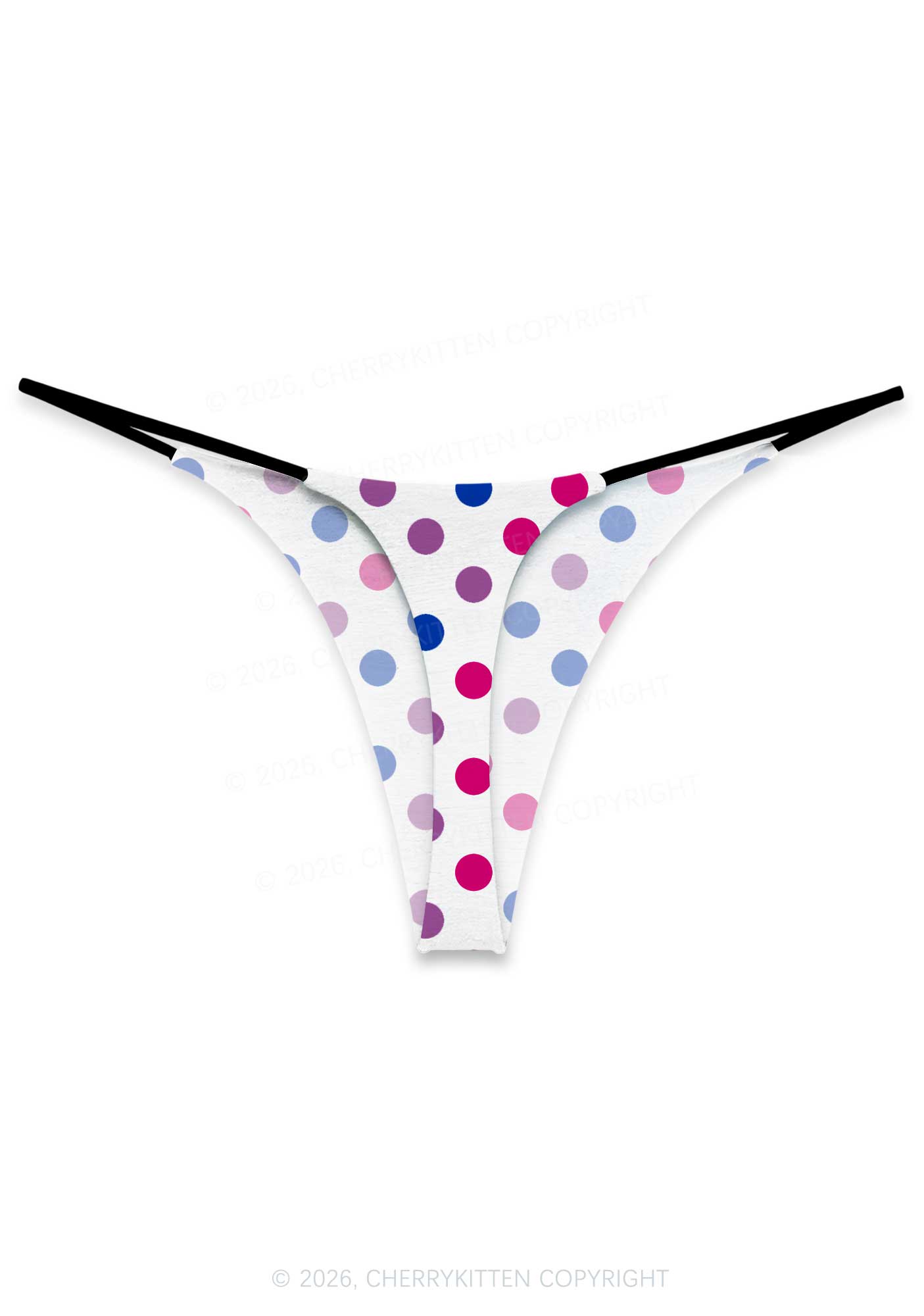 Bisexual Dots On White Pride Y2K Print Bikini String Thong Cherrykitten