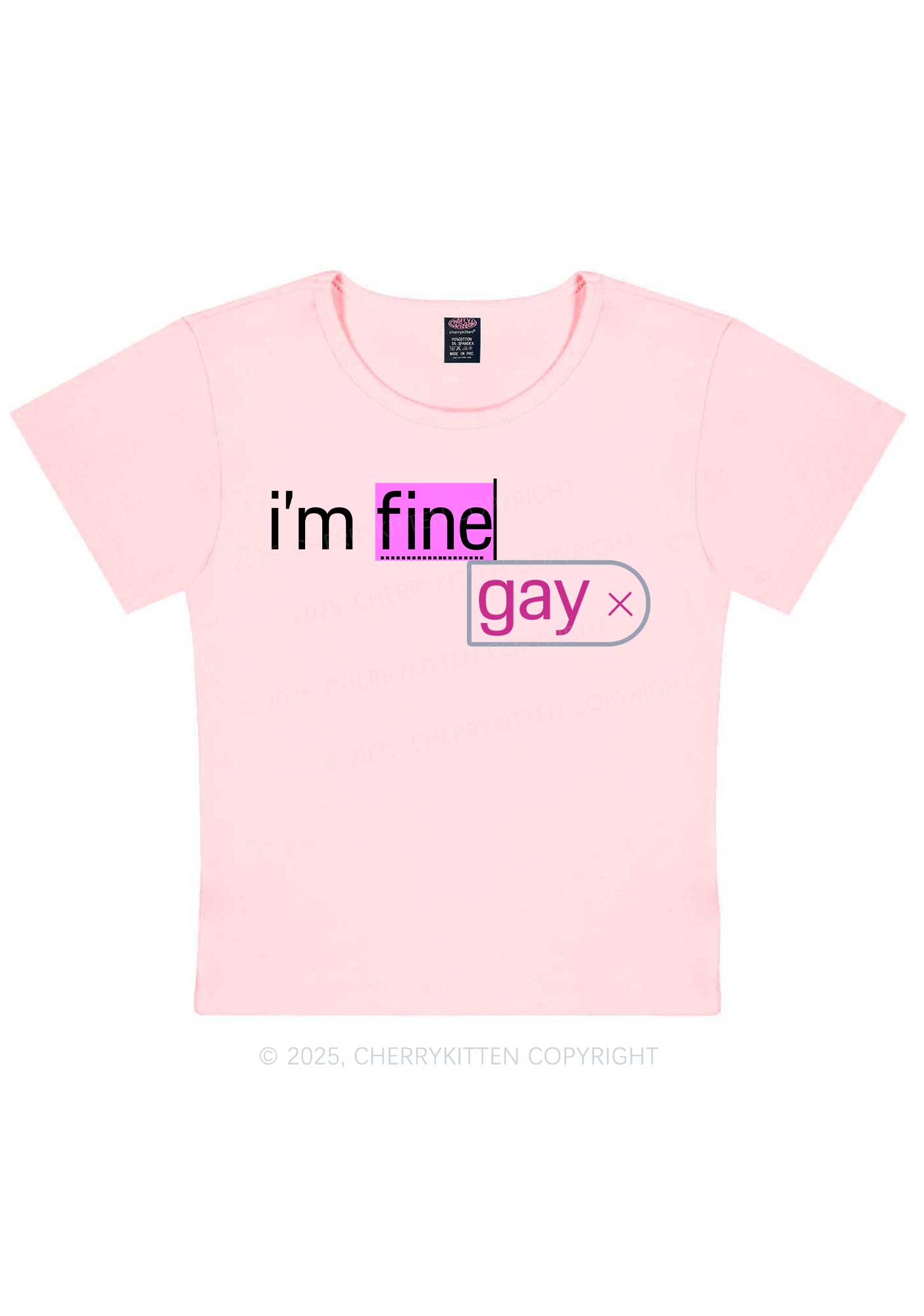 Im Fine Gay Pride Y2K Baby Tee Cherrykitten