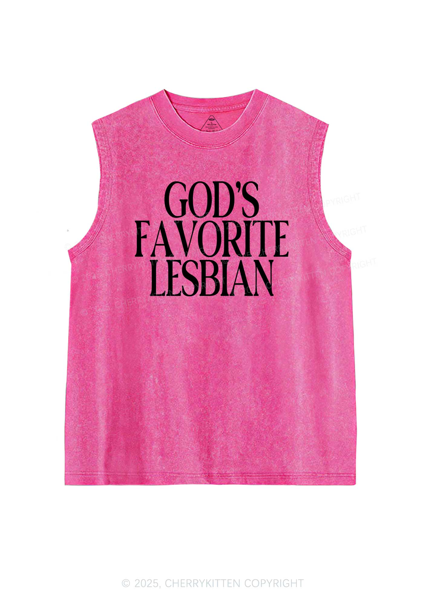 Gods Favorite Lesbian Pride Y2K Washed Muscle Tank Cherrykitten