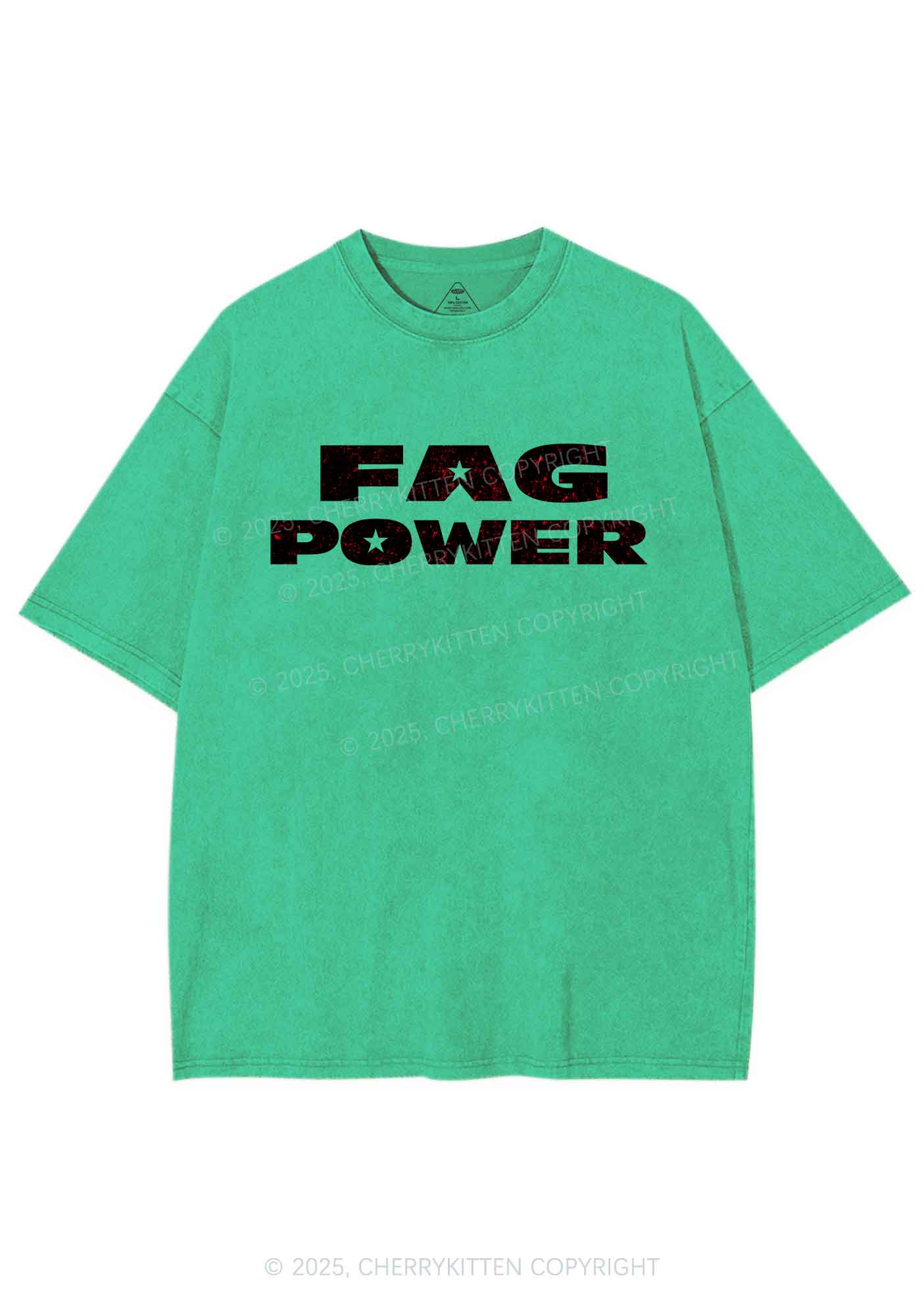 Fag Power Pride Y2K Shirts Washed Tee Cherrykitten