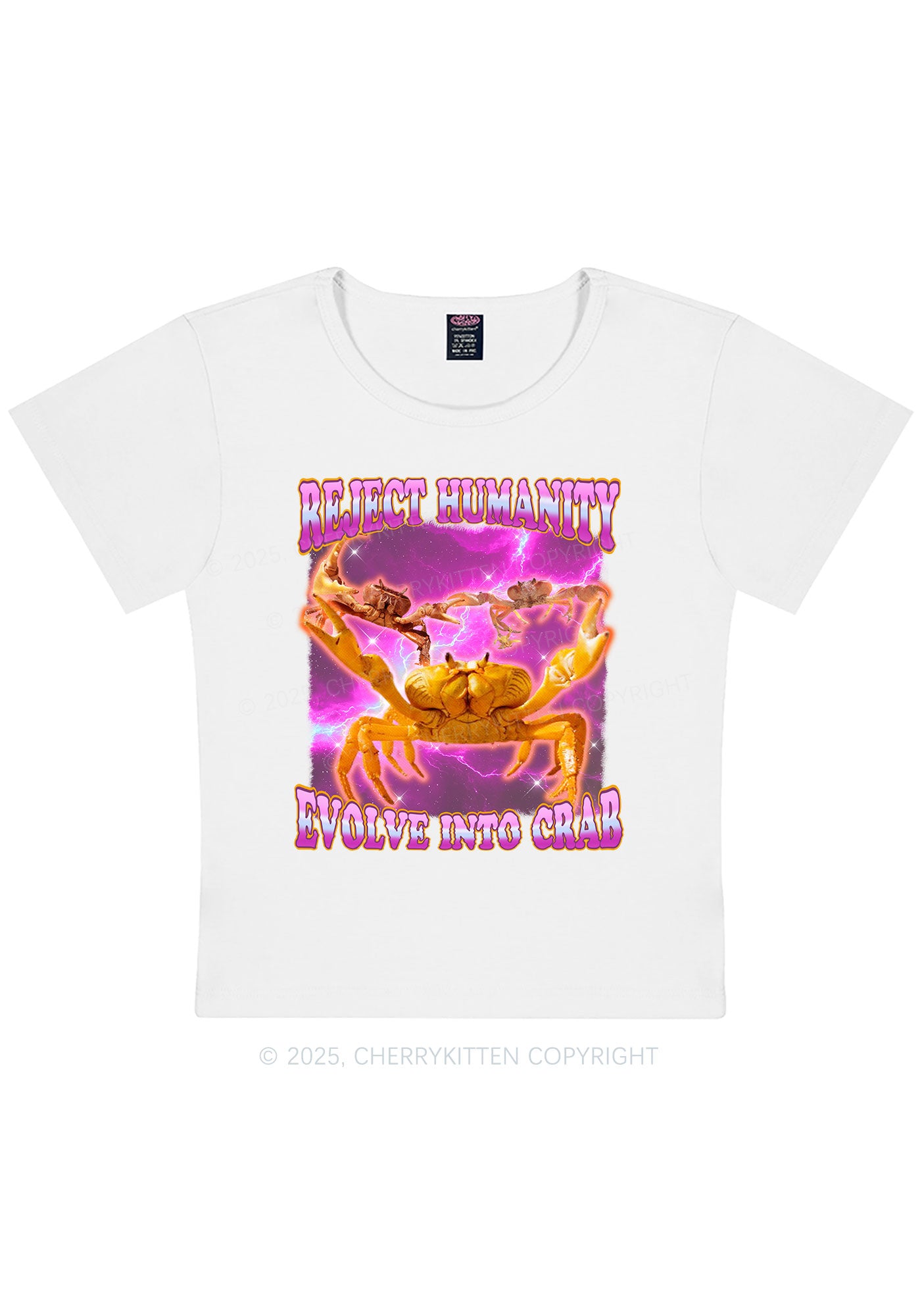 Reject Humanity Crab Y2K Baby Tee Cherrykitten