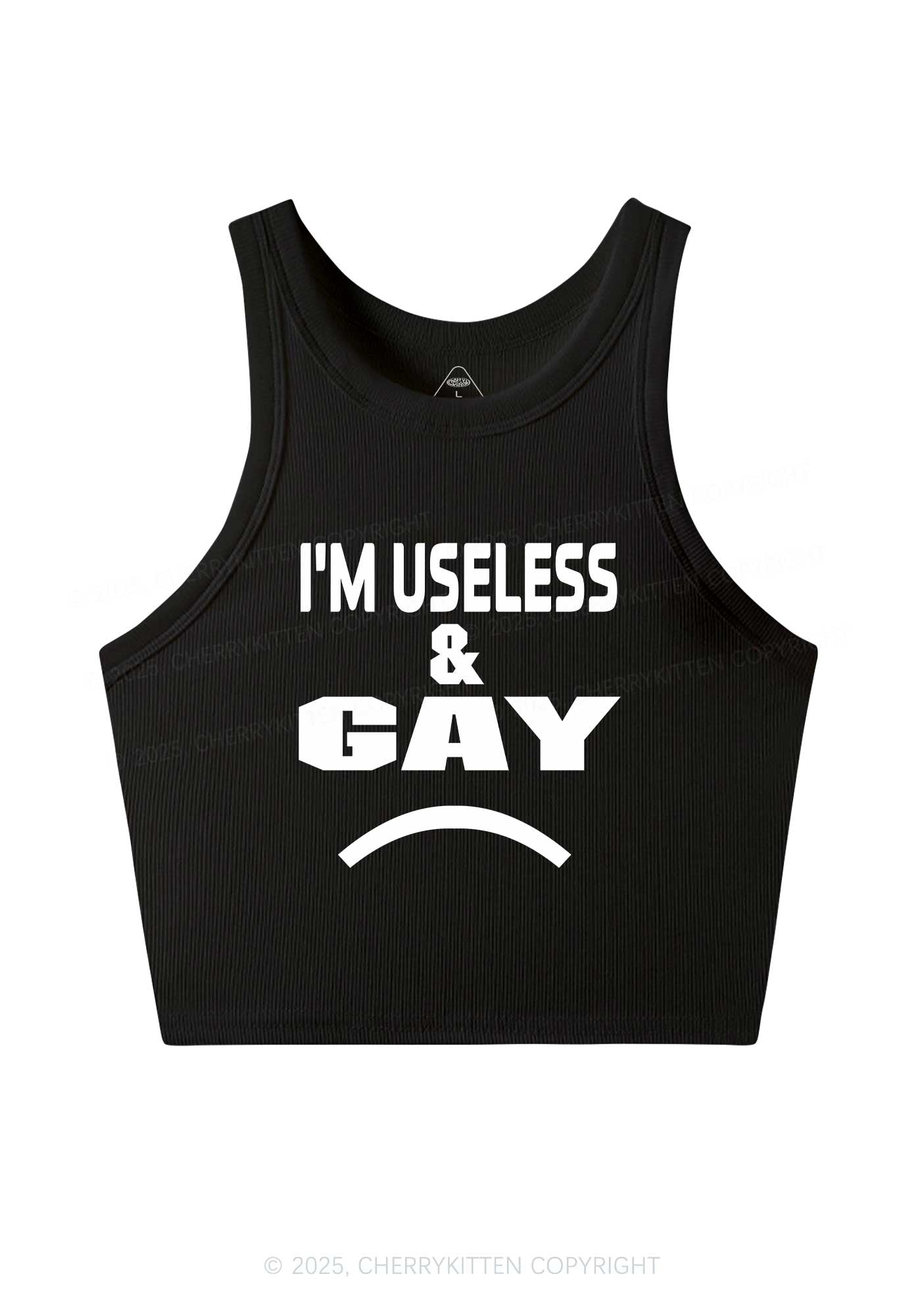 Useless Gay Pride Y2K Crop Tank Top Cherrykitten