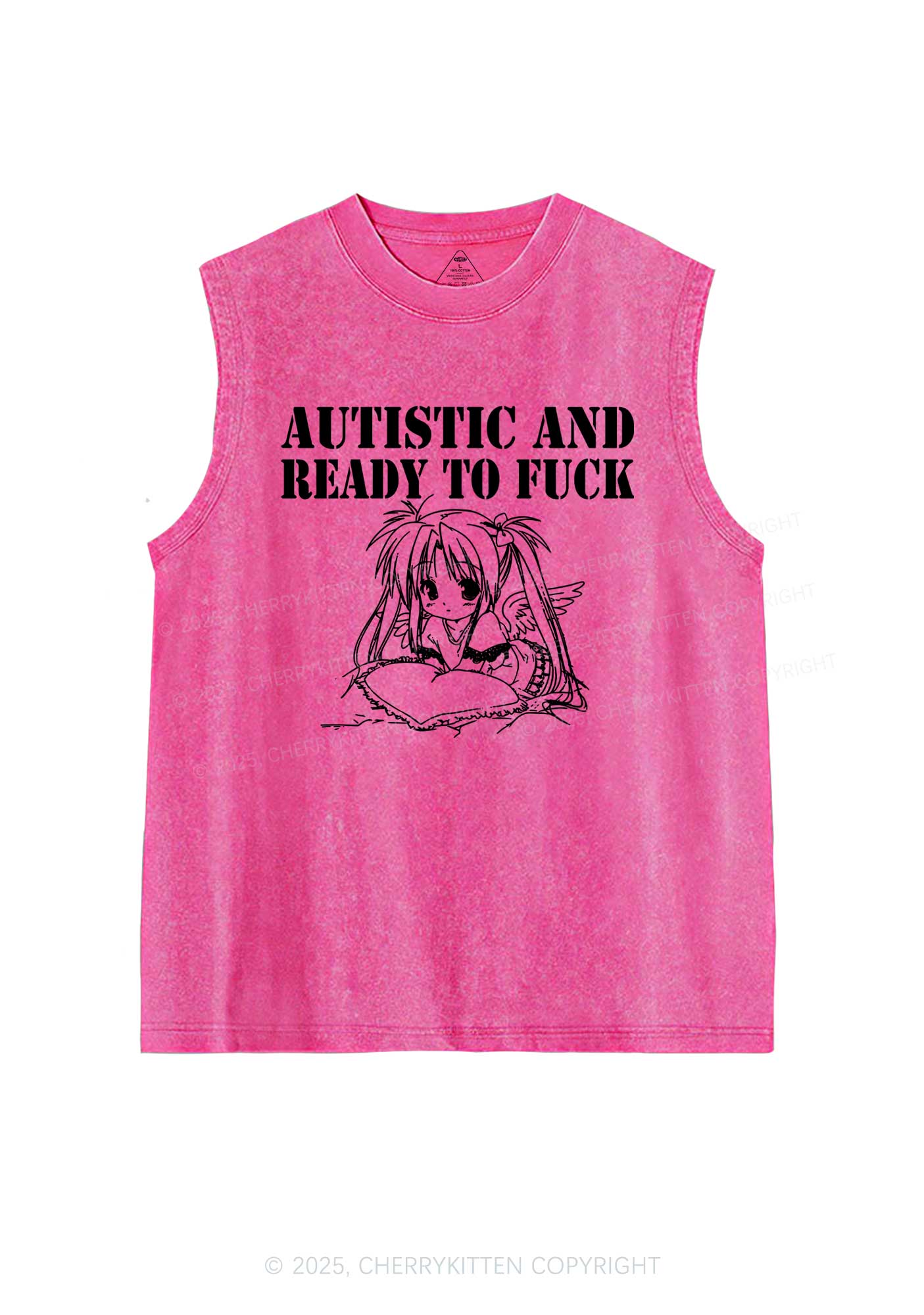 Autistic Ready To Fxxk Y2K Washed Muscle Tank Cherrykitten