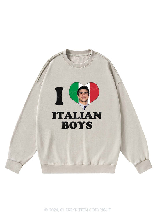 I Love Italian Luigi Y2K Washed Sweatshirts Cherrykitten