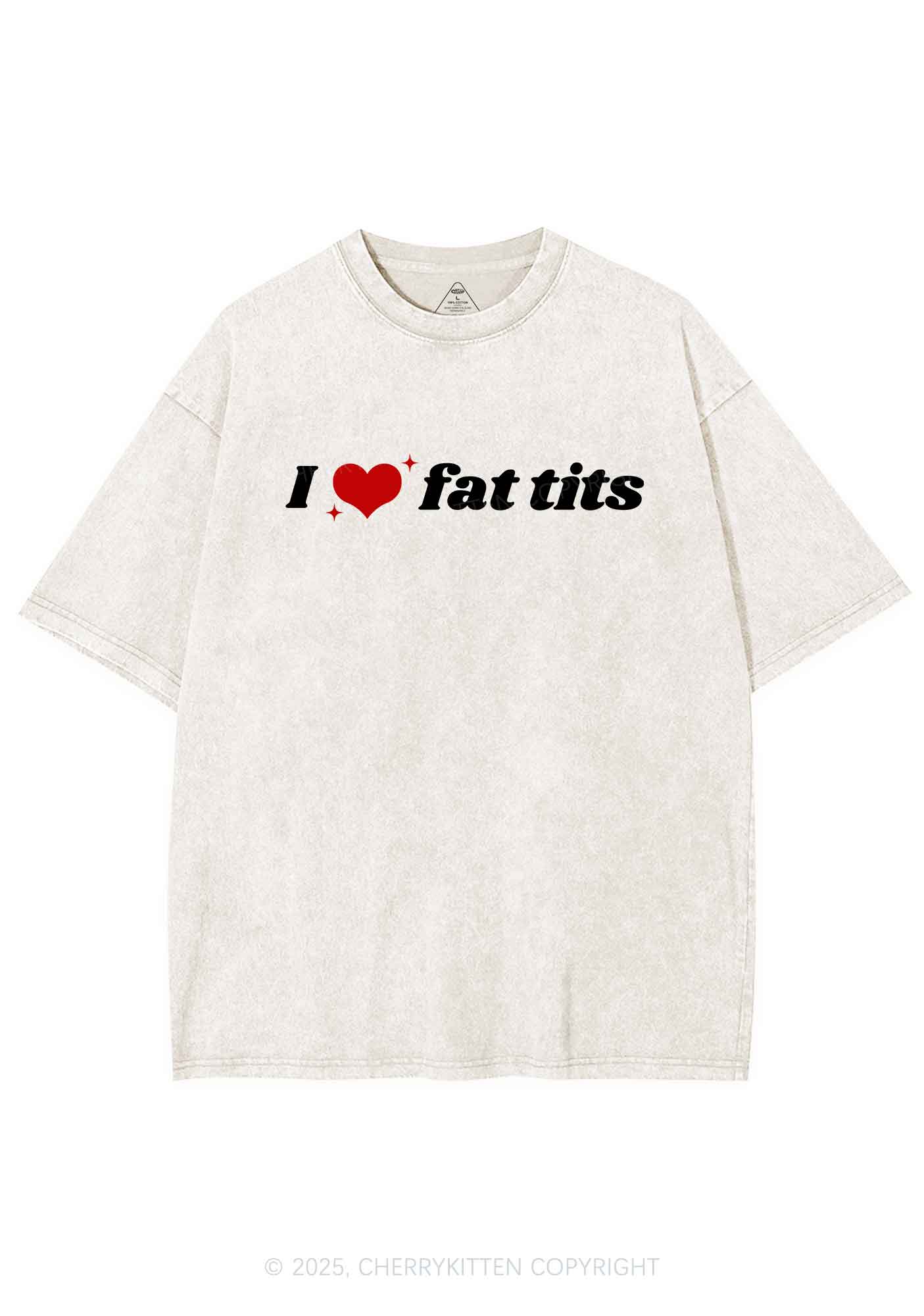 I Love Fat Txts Y2K Shirts Washed Tee Cherrykitten