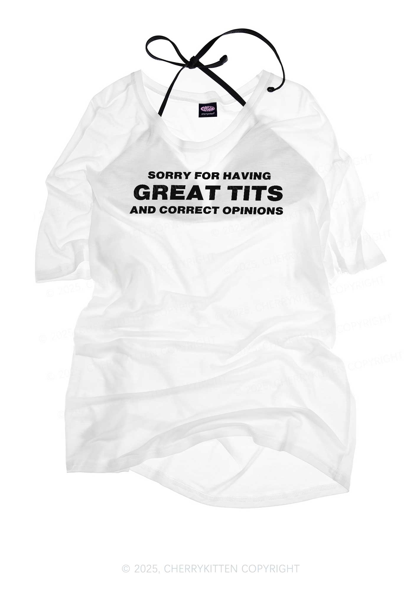 Sorry For Having Correct Opinions Y2K Sheer Boyfriend Tee Cherrykitten