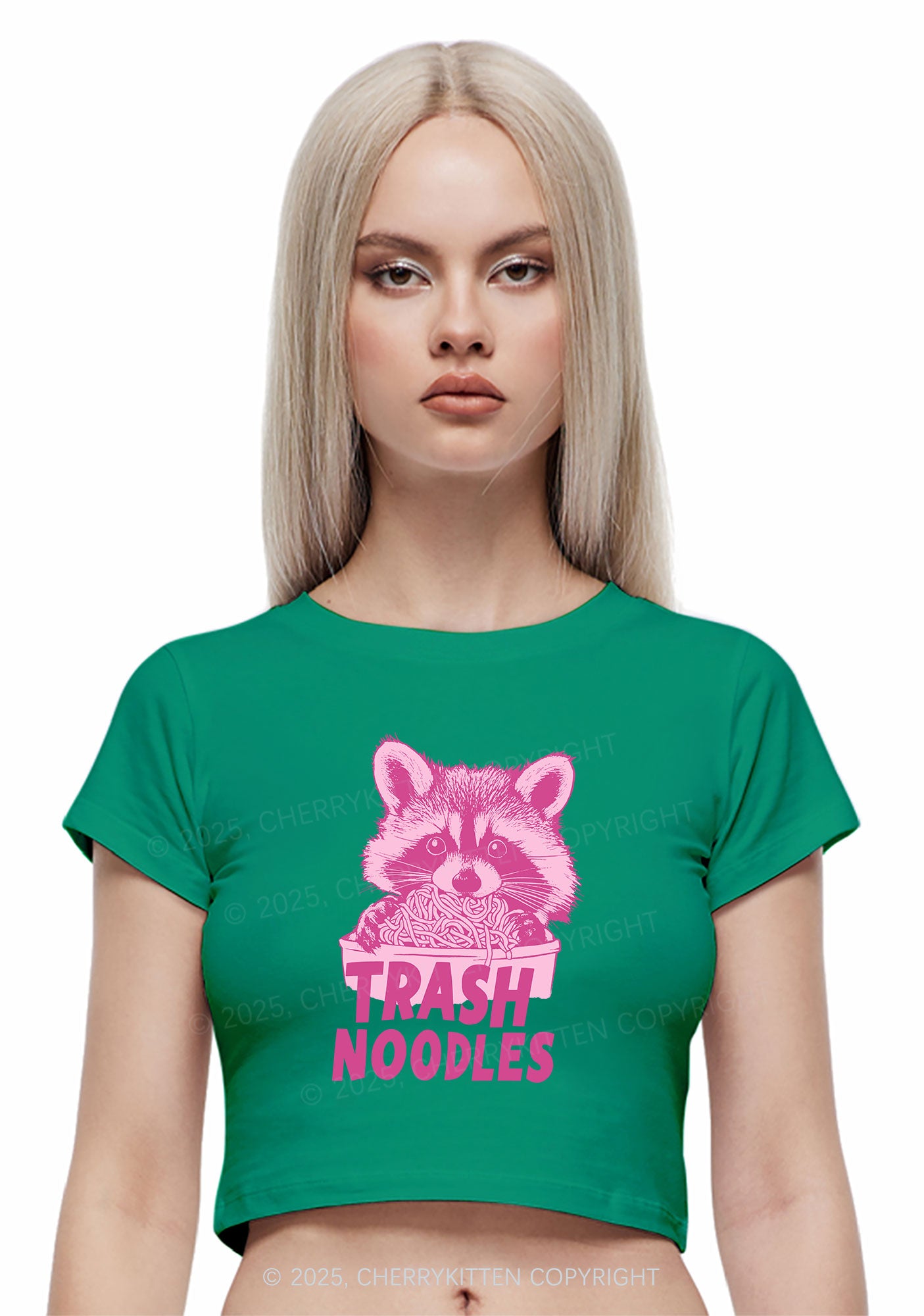 Raccoon Trash Noodles Y2K Baby Tee Cherrykitten