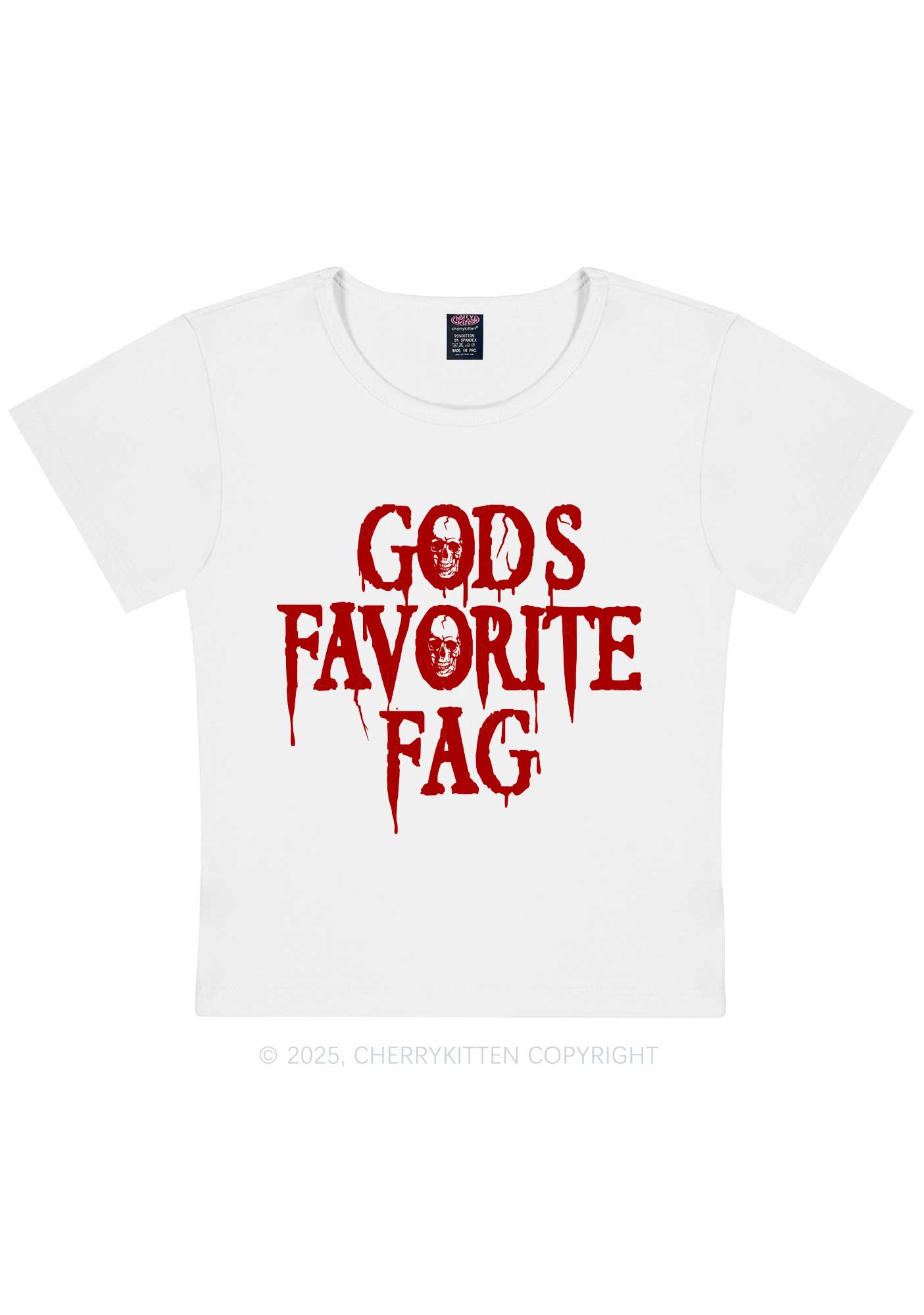 Halloween Gods Favorite Fag Pride Y2K Baby Tee Cherrykitten