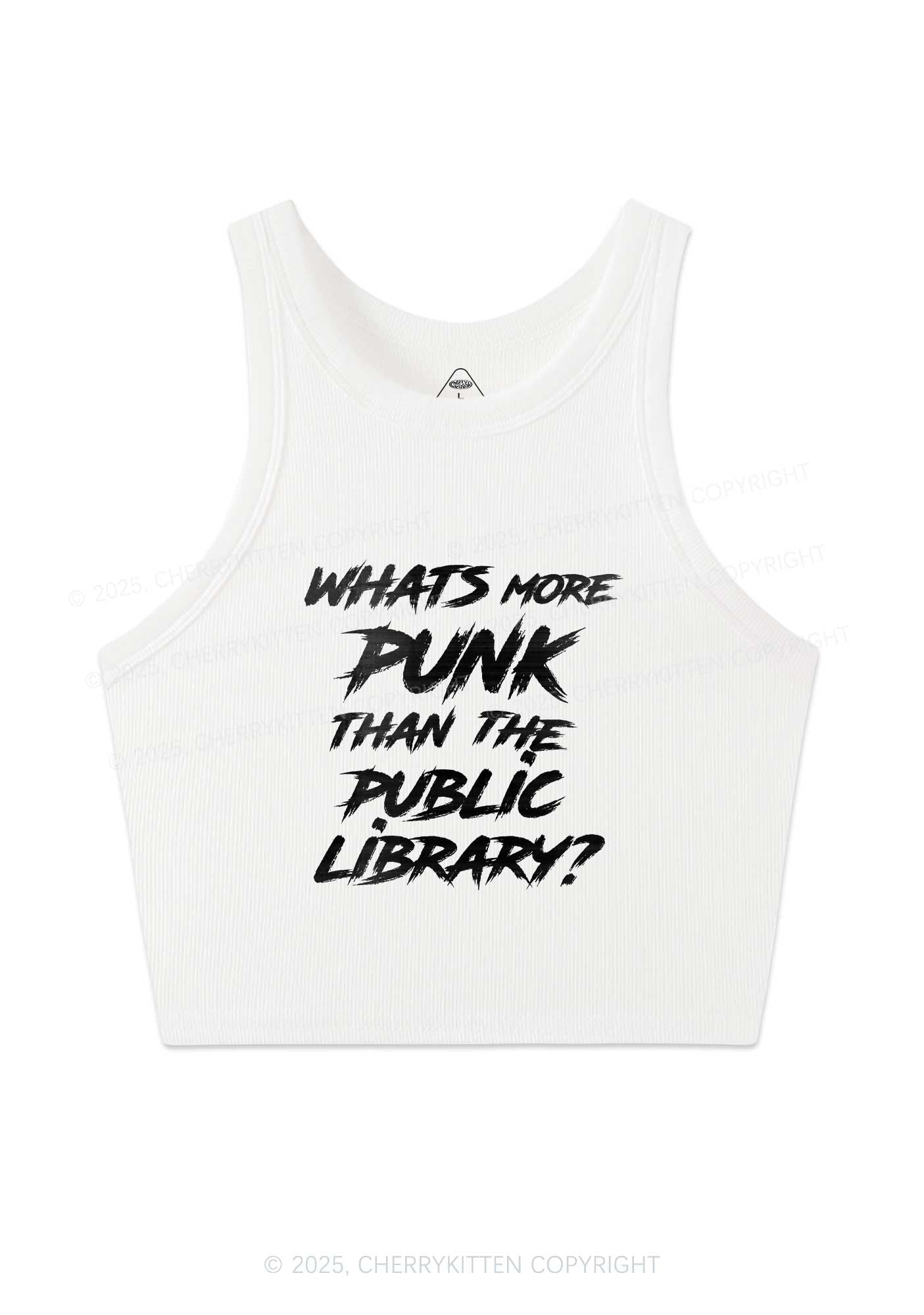 Punk Than Public Library Y2K Crop Tank Top Cherrykitten