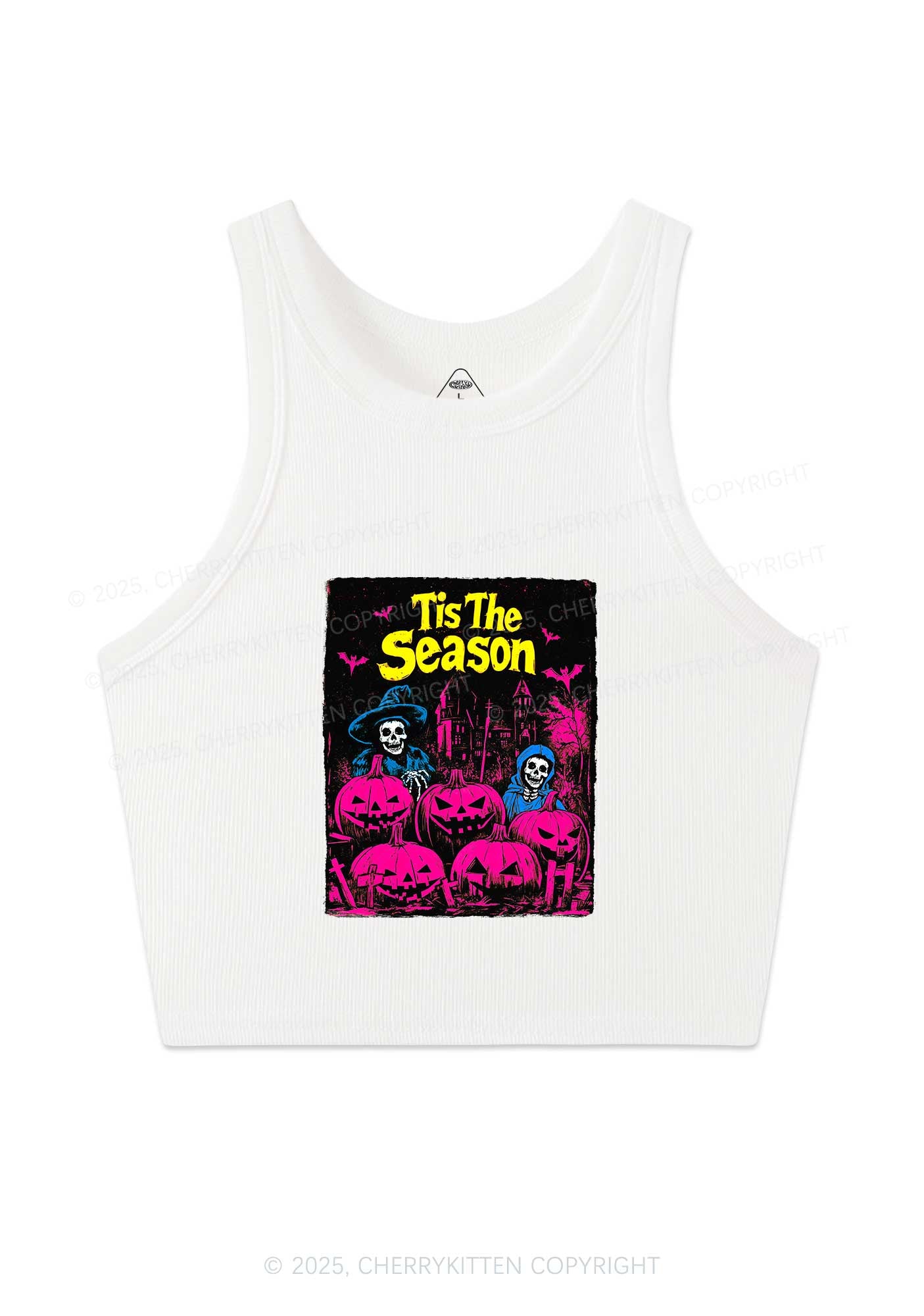 Halloween Tis The Season Skull Y2K Crop Tank Top Cherrykitten