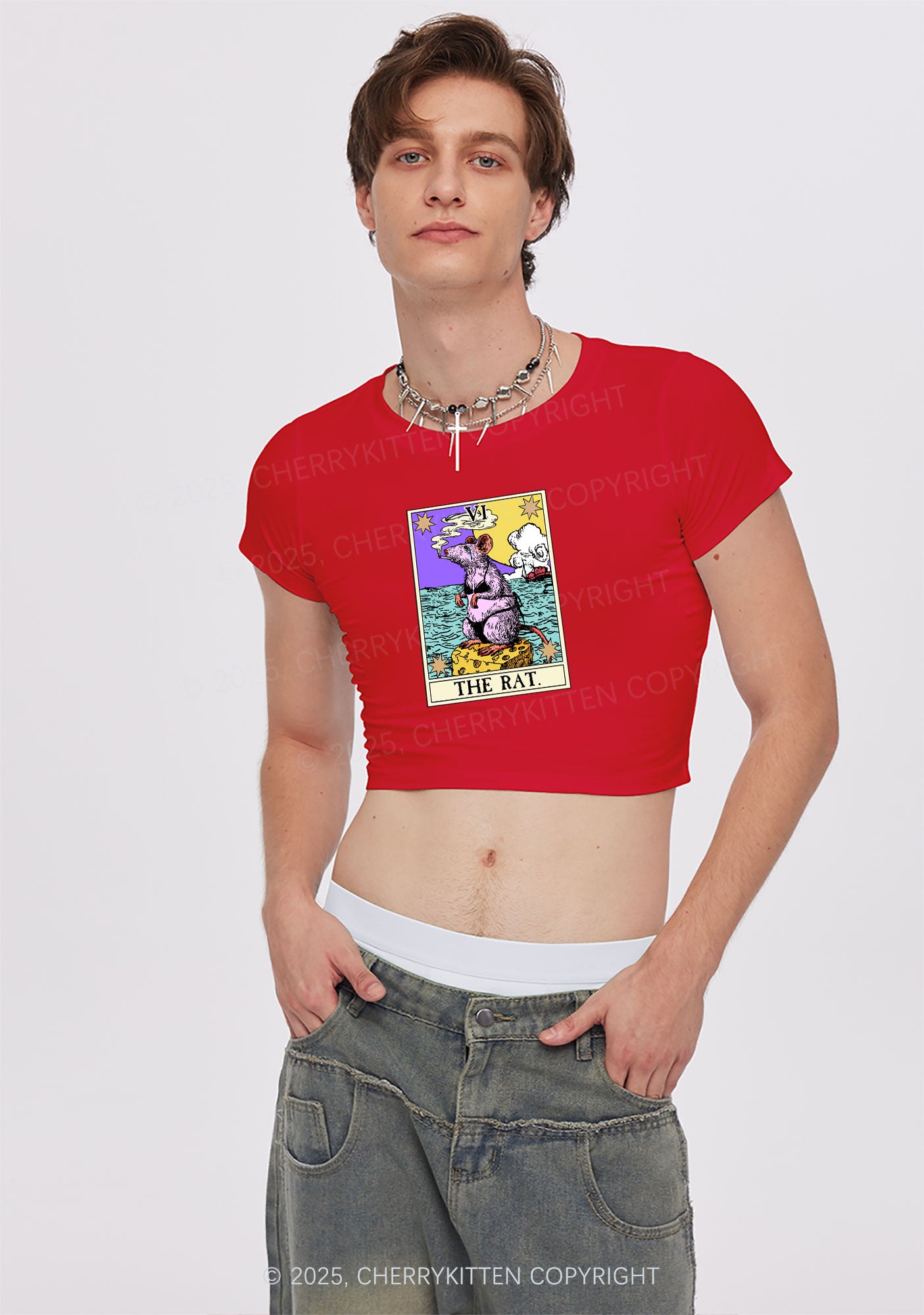 The Rat Smoking Y2K Baby Tee Cherrykitten