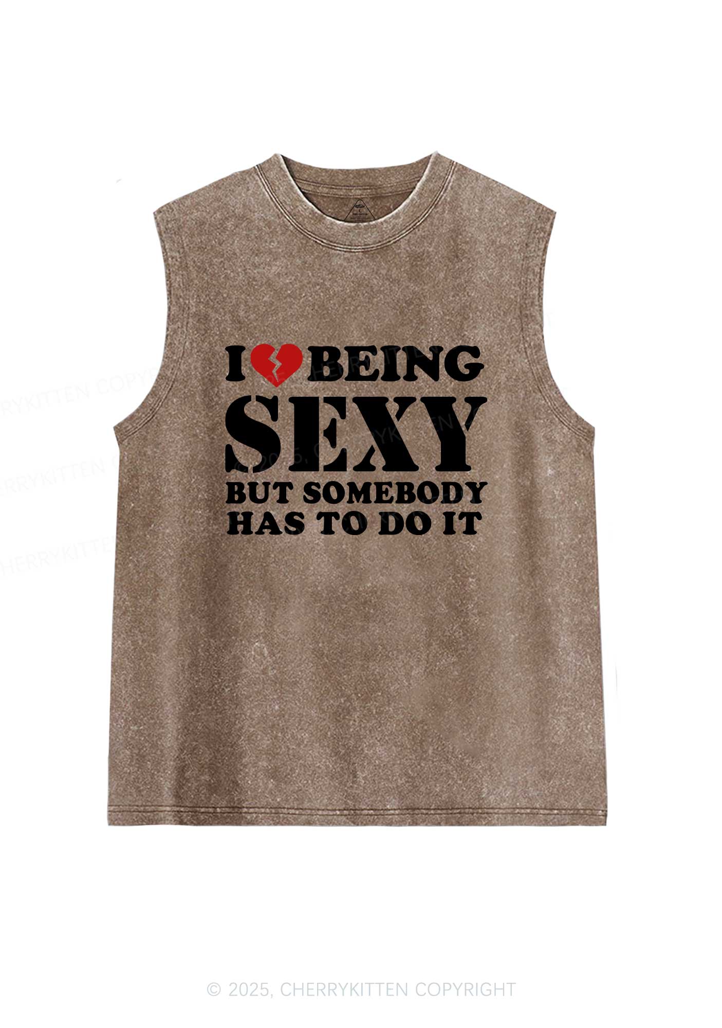 Being Sexy Tough Y2K Washed Muscle Tank Cherrykitten